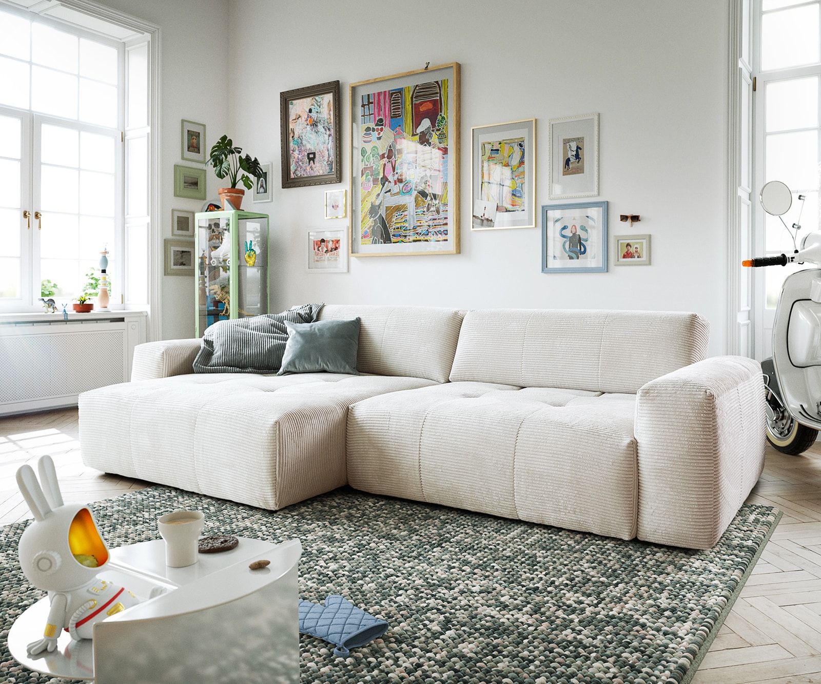 Ecksofa Lazaro 300x160 cm mit Ottomane und Sitztiefenverstellung 1