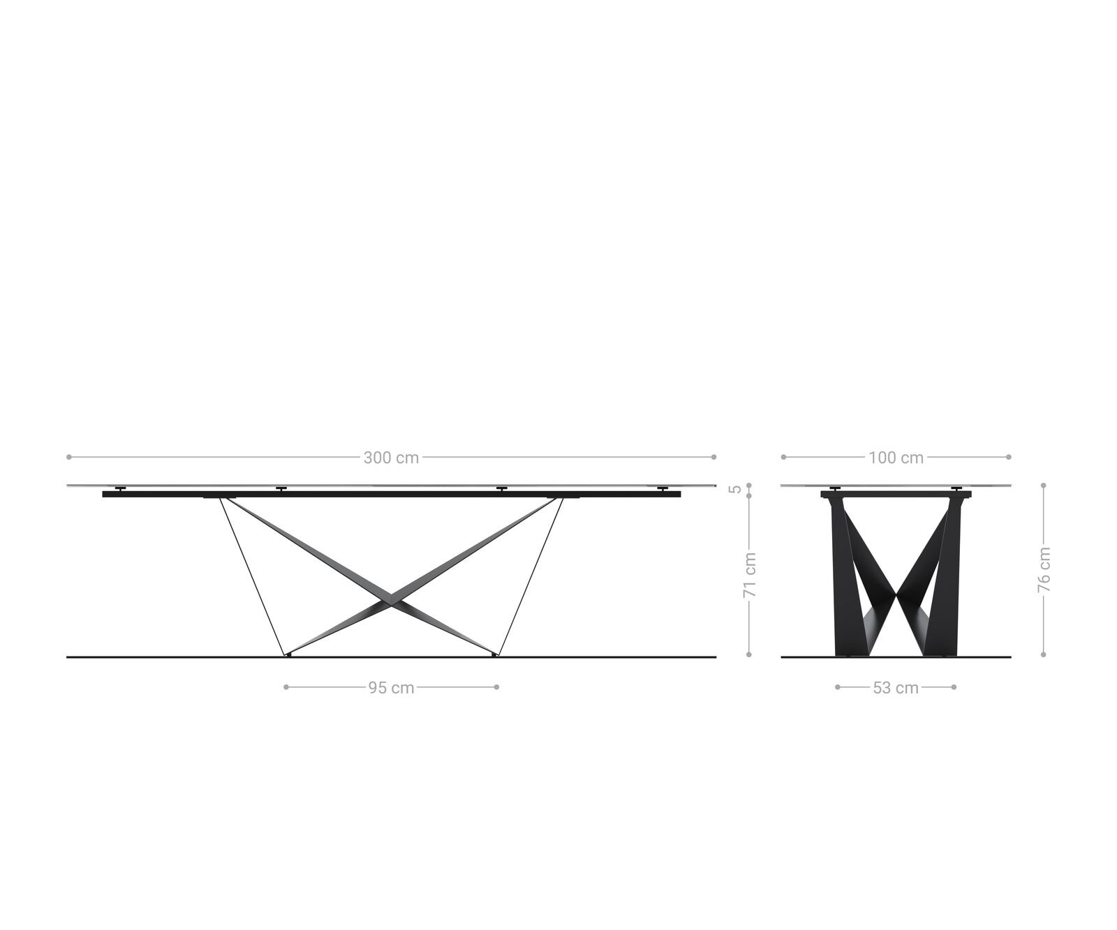 Esstisch Edge 300x100 Keramik Laminam® Travertino Bianco Creme-Weiß Spider Metall Weiß 9