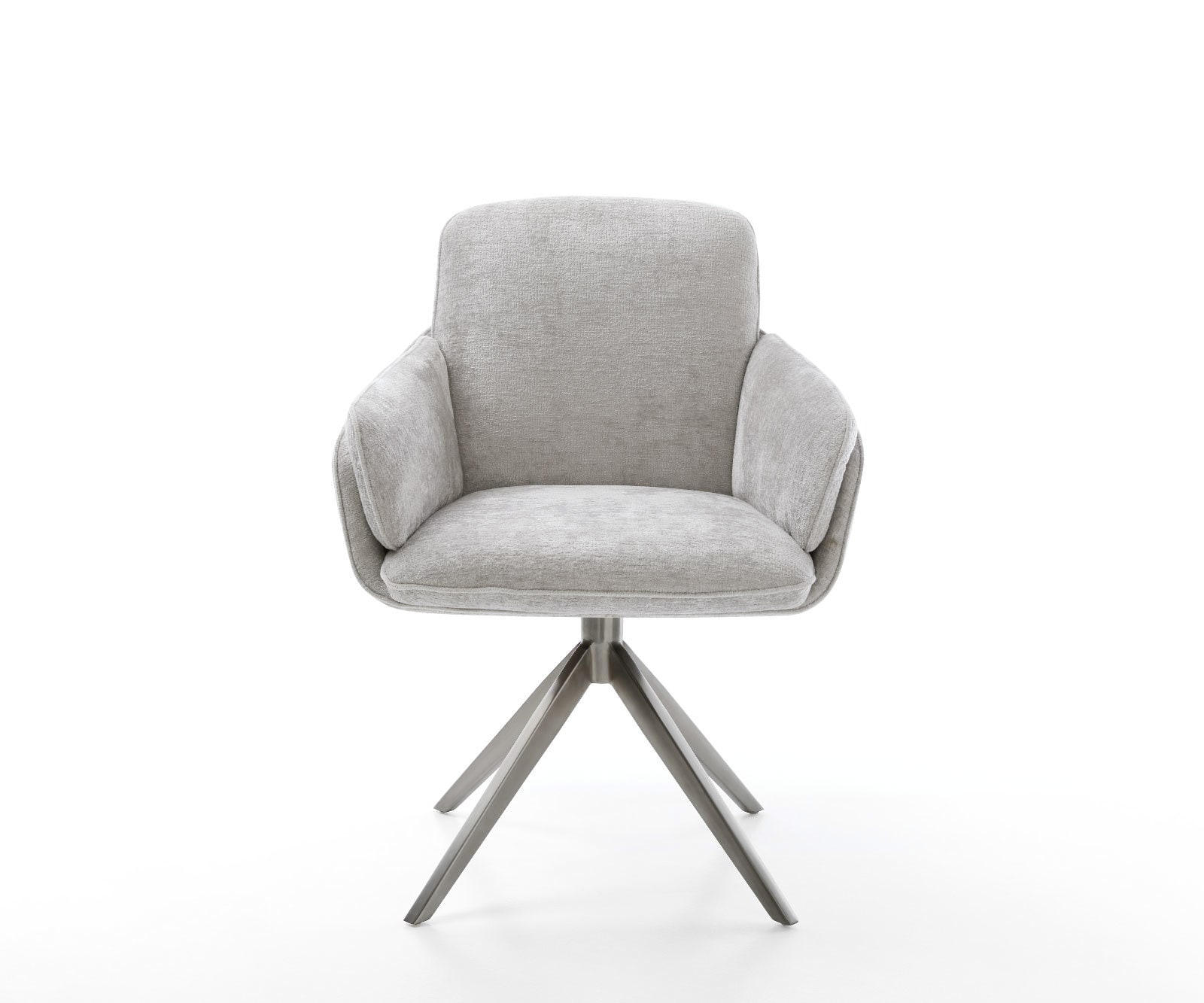 Drehstuhl Luan-Flex mit Armlehnen Chenille Silbergrau Kreuzgestell breit Graphit 360° drehbar Wippfunktion 1