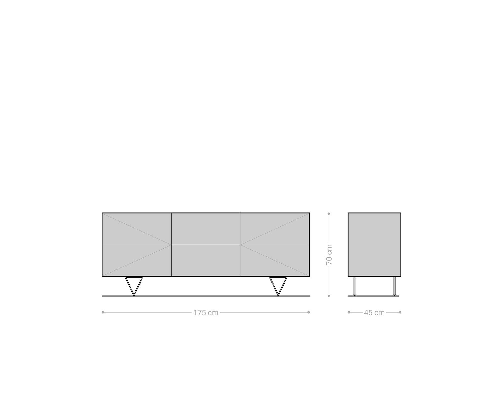 Design-Sideboard Wyatt 175 cm 3D Optik mittig Akazie Natur Edelstahl 5