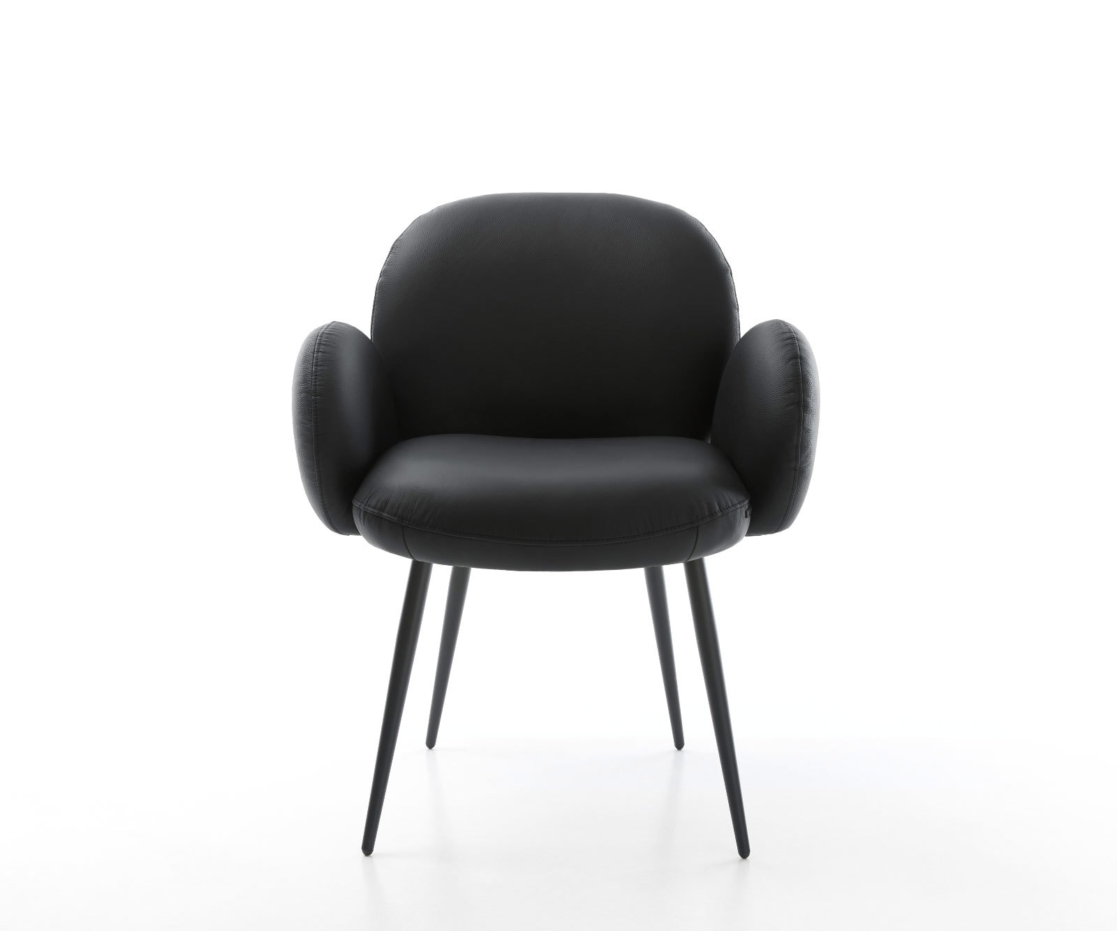 Esszimmerstuhl Nube-Flex mit Armlehnen Echt-Leder Schwarz 4-Fuß konisch Schwarz Taschenfederkern 1 Esszimmerstuhl Nube-Flex mit Armlehnen Echt-Leder Schwarz 4-Fuß konisch Schwarz Taschenfederkern 1