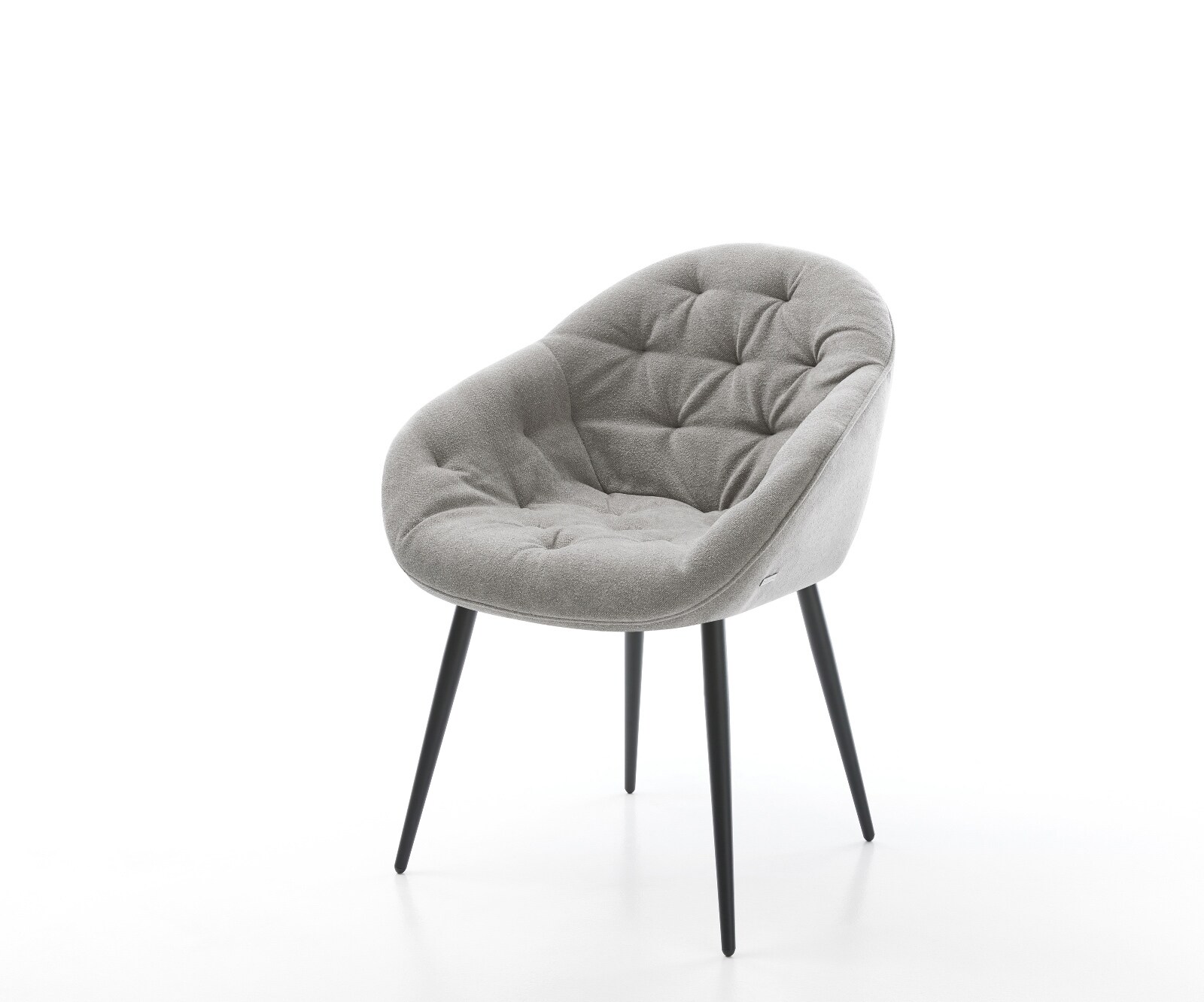 Chaise-de-salle-à-manger Gaio-Flex tissu structuré doux gris 4 pieds coniques noir