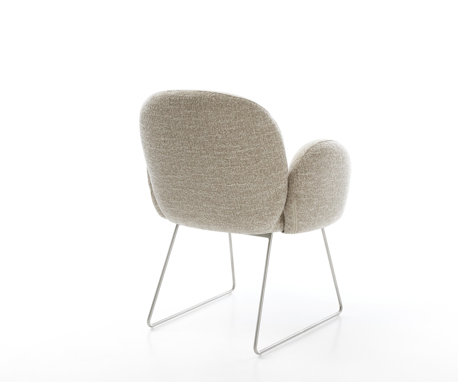 Esszimmerstuhl Nube-Flex mit Armlehnen Webstoff Soft Beige Kufengestell Edelstahl Taschenfederkern 5