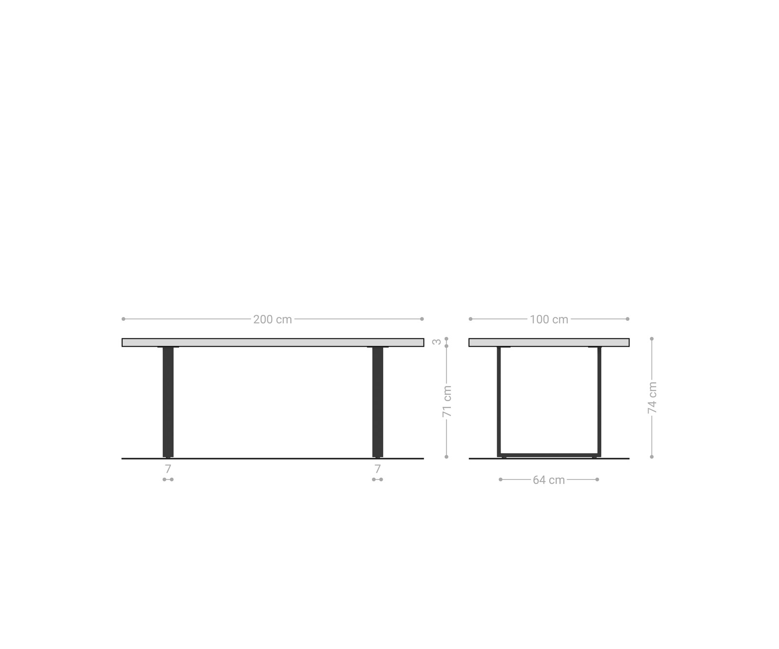 Esstisch Edge 200x100x2,5-3 Eiche Natur Edelstahl schmal Live-Edge 5