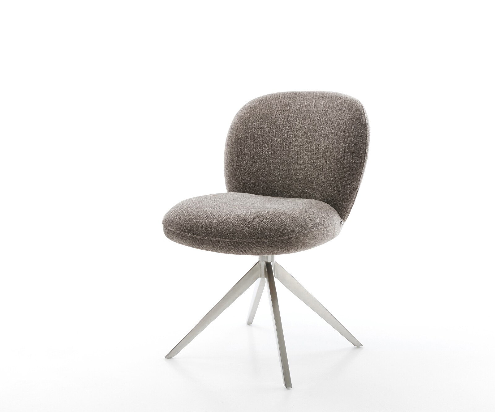 Drehstuhl Nube-Flex Strukturstoff Soft Taupe Kreuzgestell breit Edelstahl 360° drehbar Wippfunktion Taschenfederkern 1