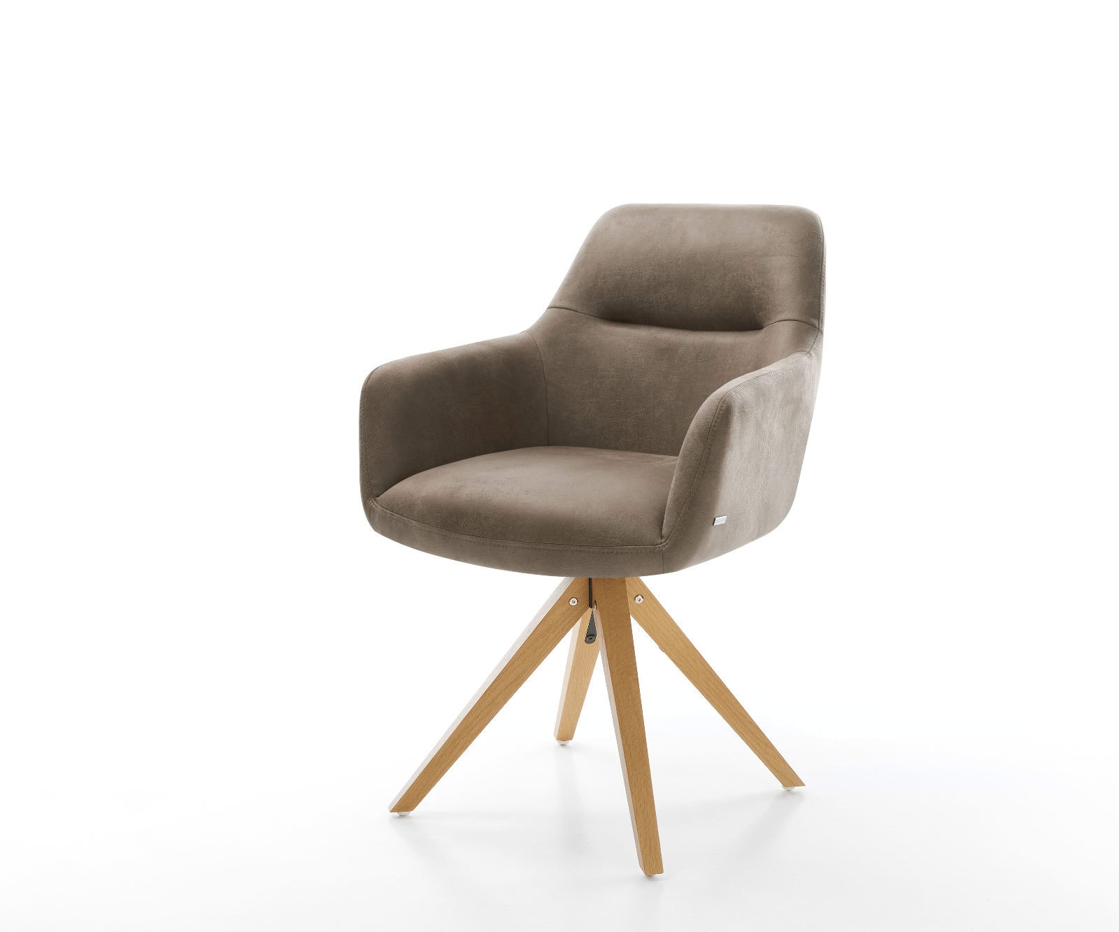 Esszimmerstuhl Pejo-Flex Mikrofaser Taupe Vintage Holzgestell kantig Natur 360° drehbar Taschenfederkern