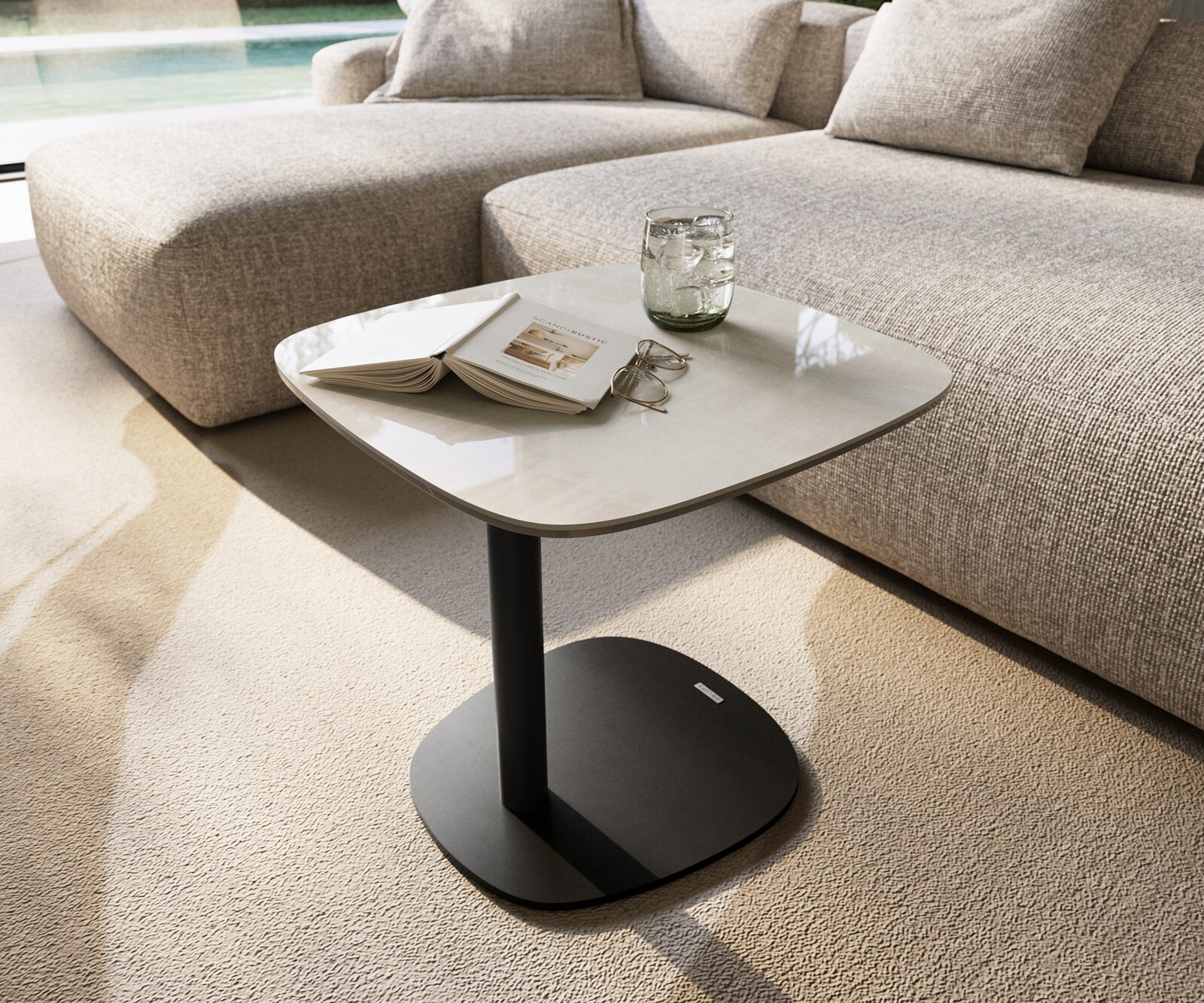 Beistelltisch Edge Boot 50x50 cm Keramik Onyx Champagne Eleny Metall Schwarz 7