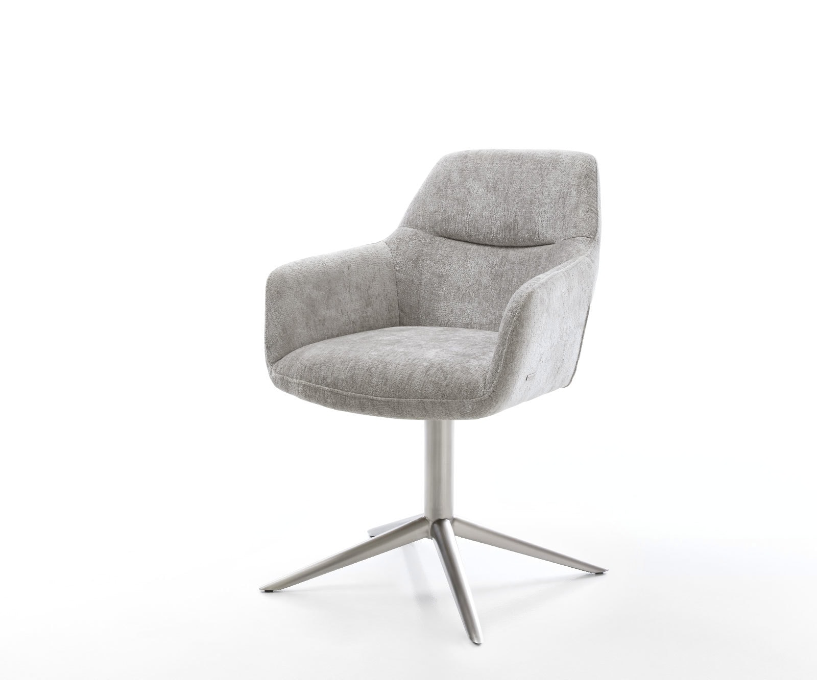 Drehstuhl Pejo-Flex Chenille Silbergrau Fußkreuz Edelstahl 360° drehbar Wip günstig online kaufen