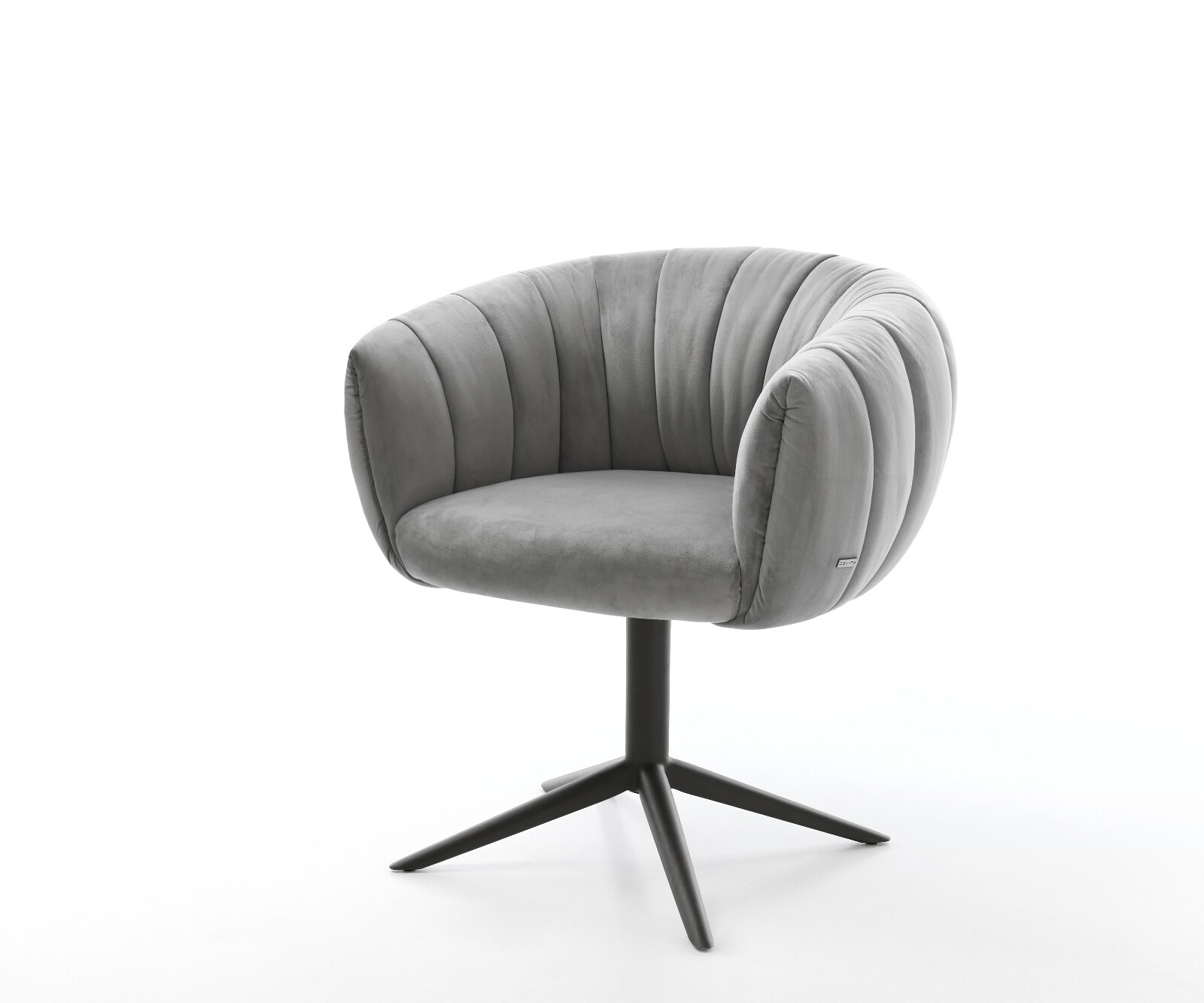 Drehstuhl Jada-Flex Samt Grau Fußkreuz Schwarz 360° drehbar Wippfunktion Taschenfederkern 1