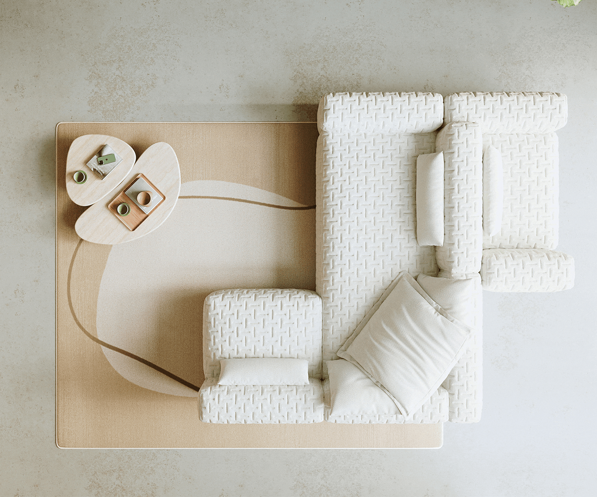 Wohnlandschaft Freestyle 360x290 cm Bouclé Soft Beige Gesteppt 5