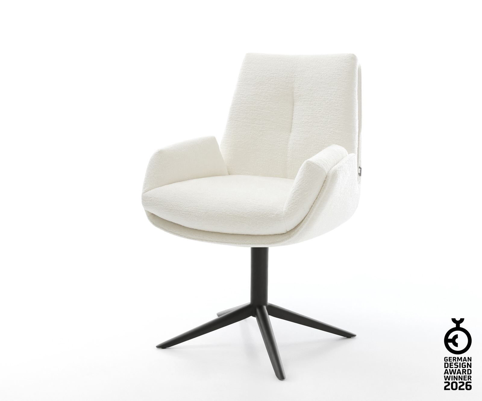 Drehstuhl Clea-Flex Bouclé Soft Beige Fußkreuz Schwarz 360° drehbar Wippfun günstig online kaufen