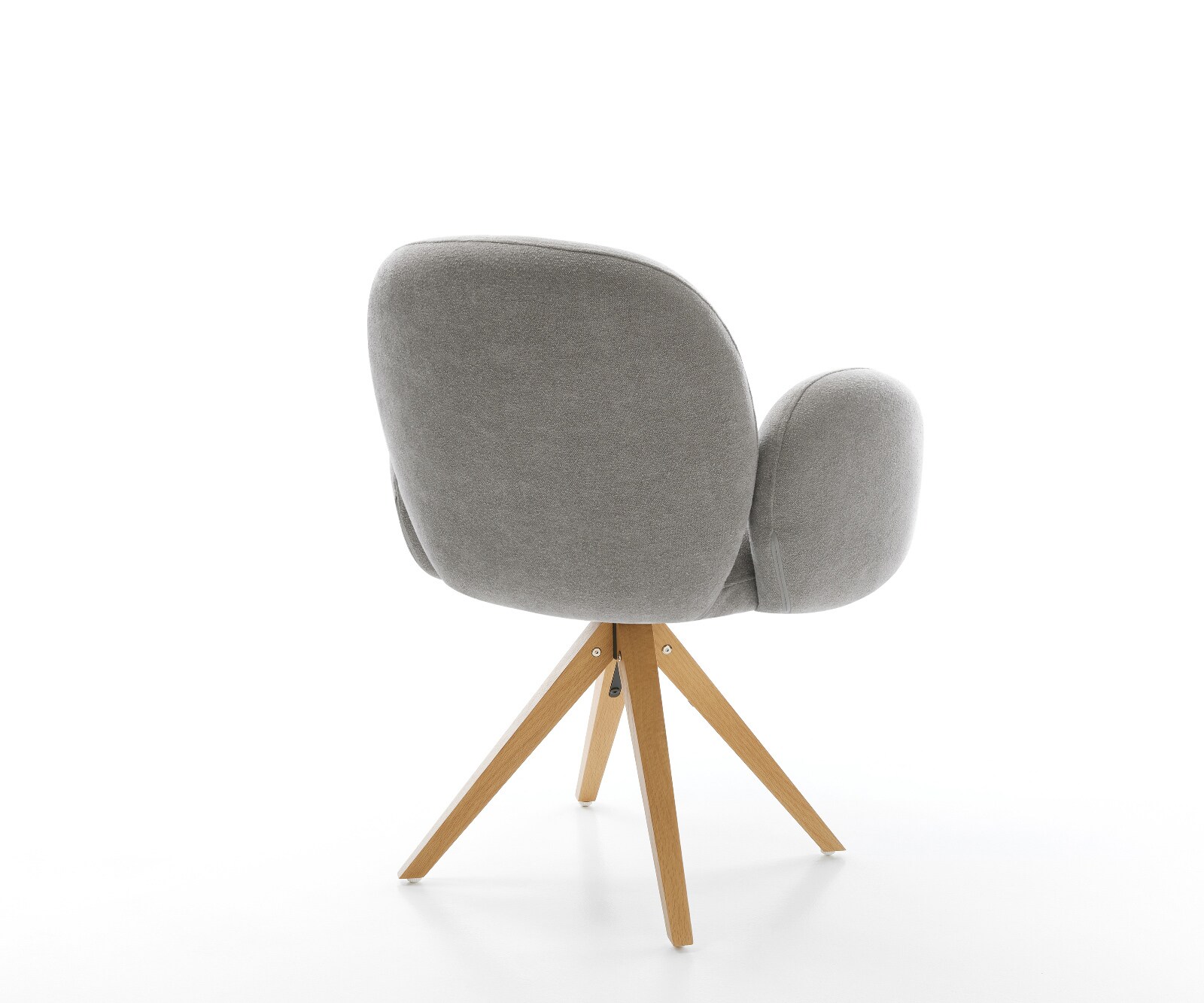 Drehstuhl Nube-Flex mit Armlehnen Strukturstoff Soft Grau Holzgestell kantig Natur 360° drehbar Taschenfederkern 4
