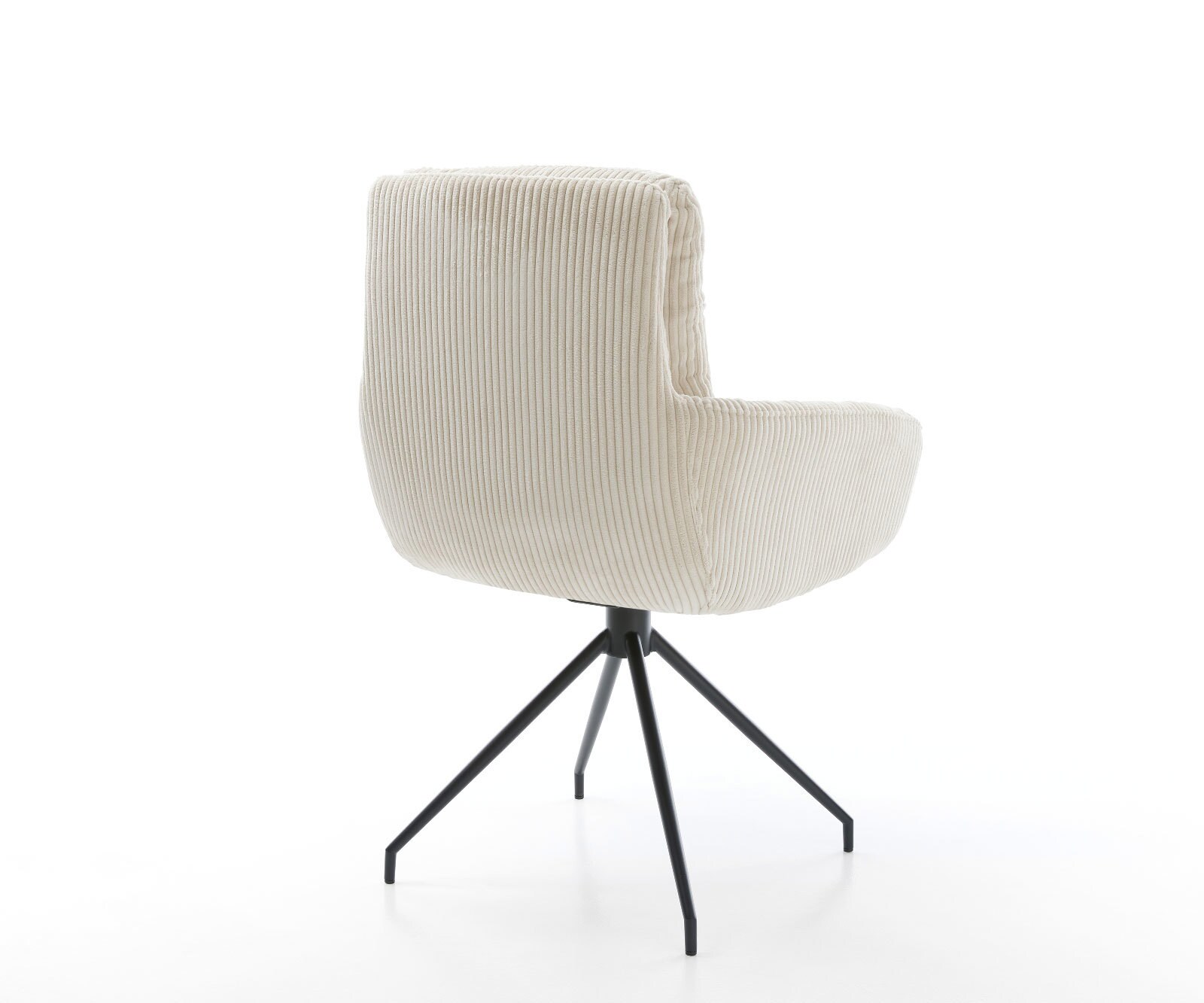 Esszimmerstuhl Abelia-Flex mit Armlehnen Cord Beige Kreuzgestell konisch Schwarz 4