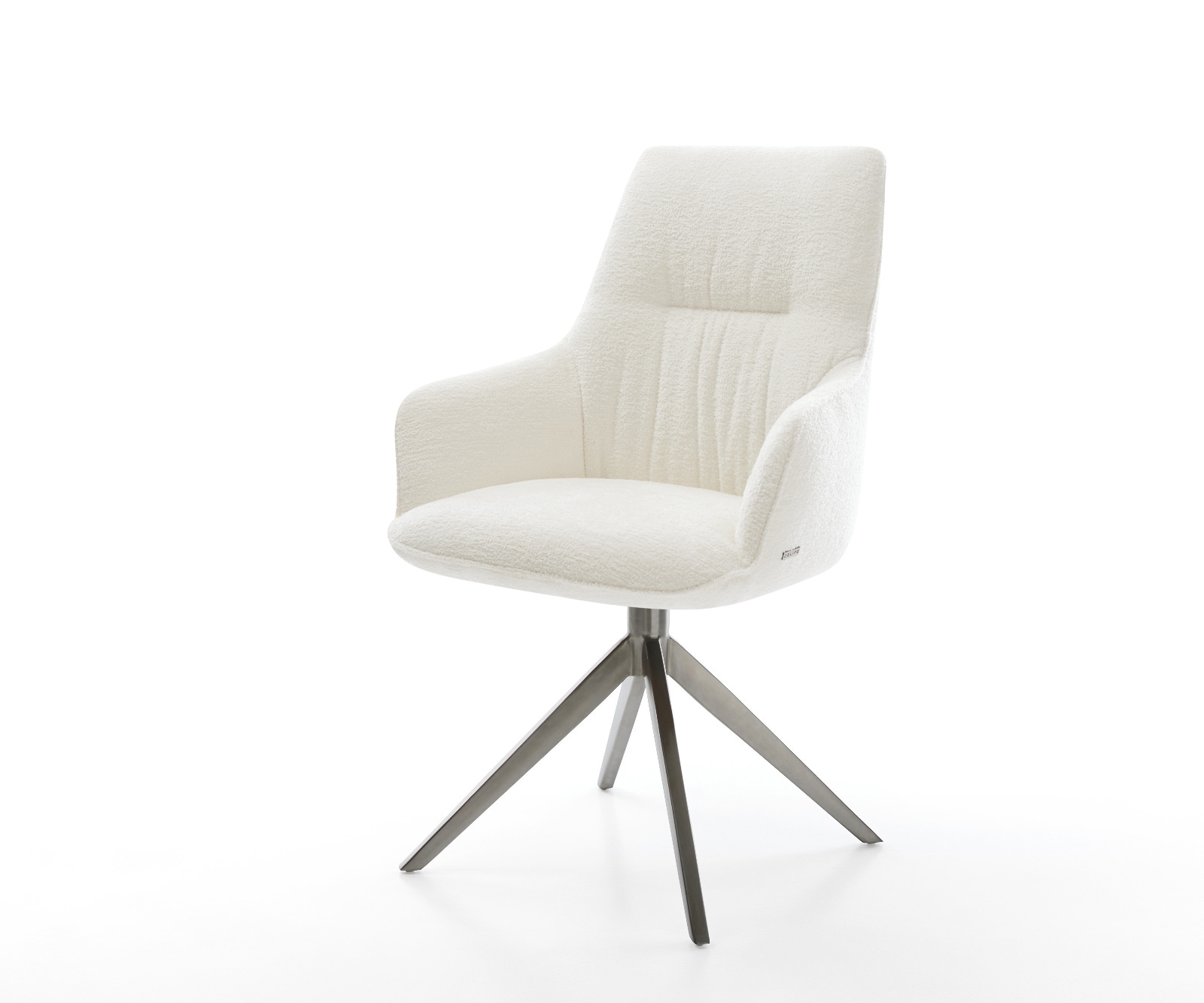 Drehstuhl Zelia-Flex mit Armlehnen Bouclé Soft Beige Kreuzgestell breit Graphit 360° drehbar Wippfunktion Taschenfederkern
