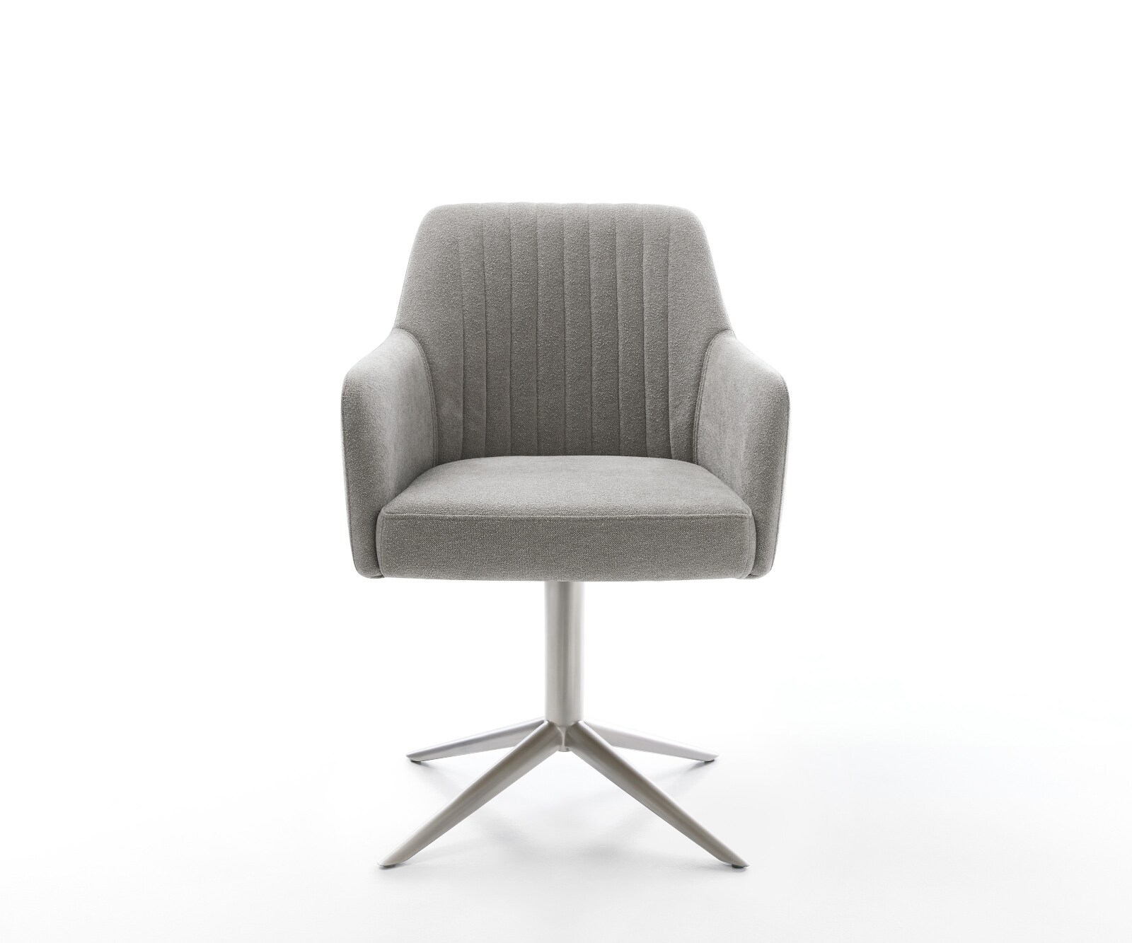 Drehstuhl Greg-Flex Strukturstoff Soft Grau Fußkreuz Edelstahl 360° drehbar Wippfunktion Taschenfederkern 2