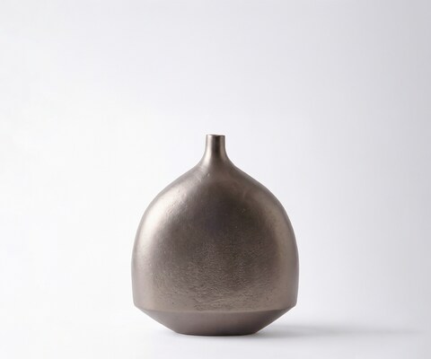 Vase Gutta B27 x T12 x H31 cm Aluminium Hämatit Gegossen