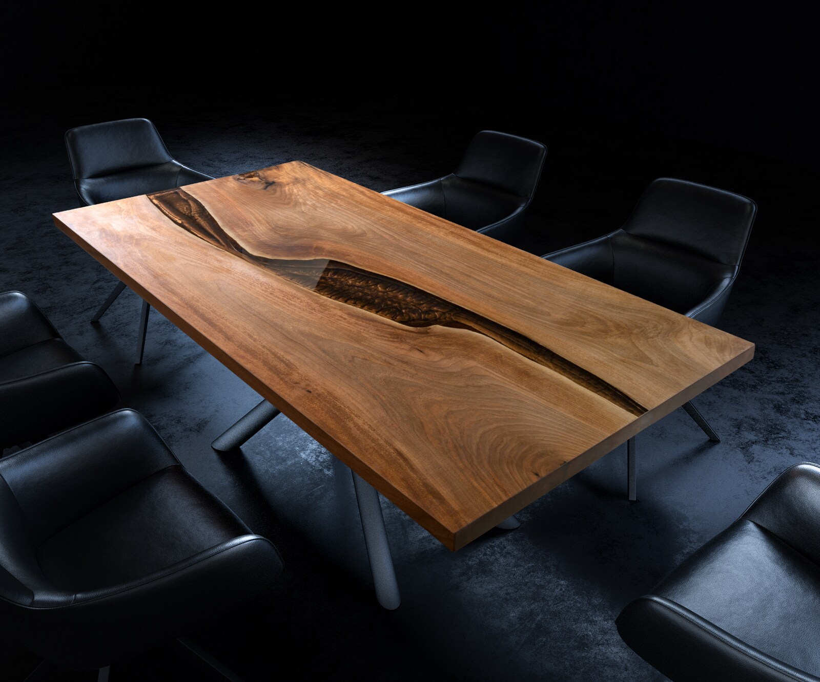 Tischplatte Walnuss Natur 200 cm Epoxid braun Metallic Unikat Nr. 32335