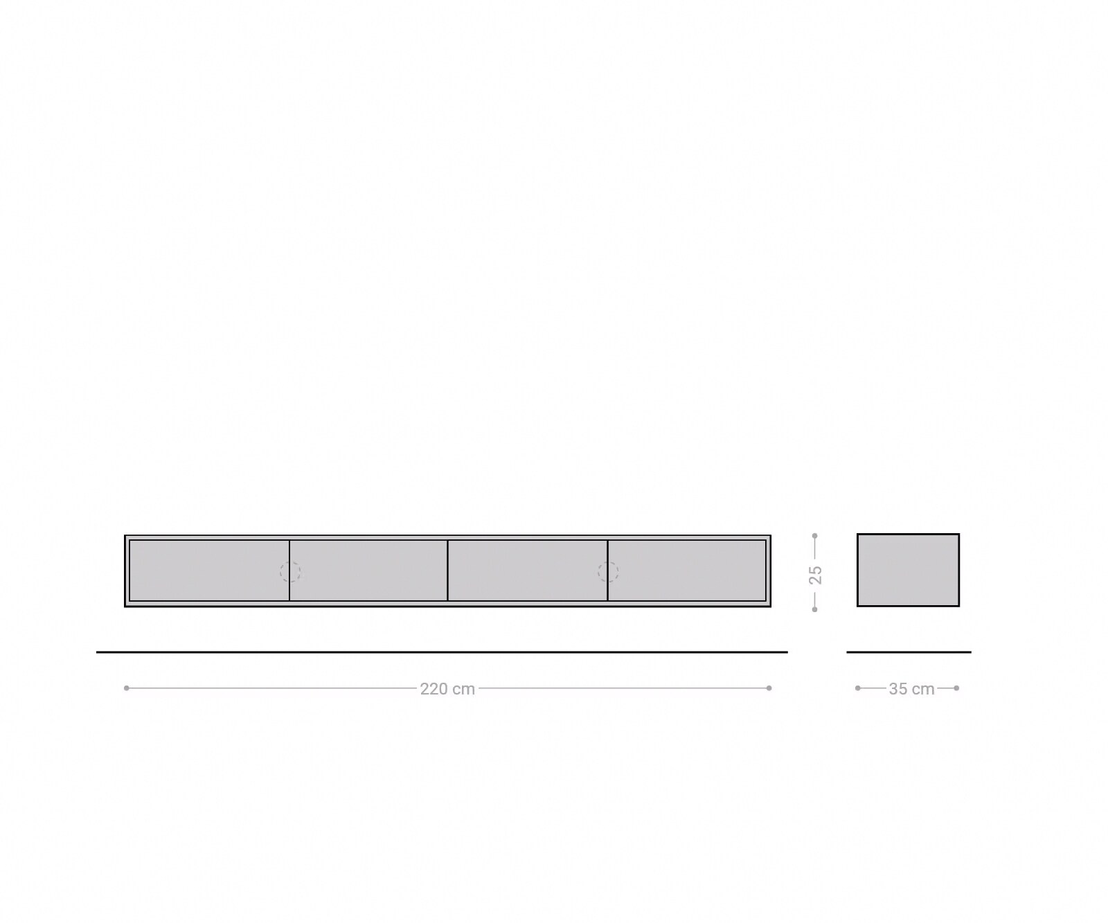 Lowboard Fevo 220 cm Eiche Natur 4 Türen schwebend 9
