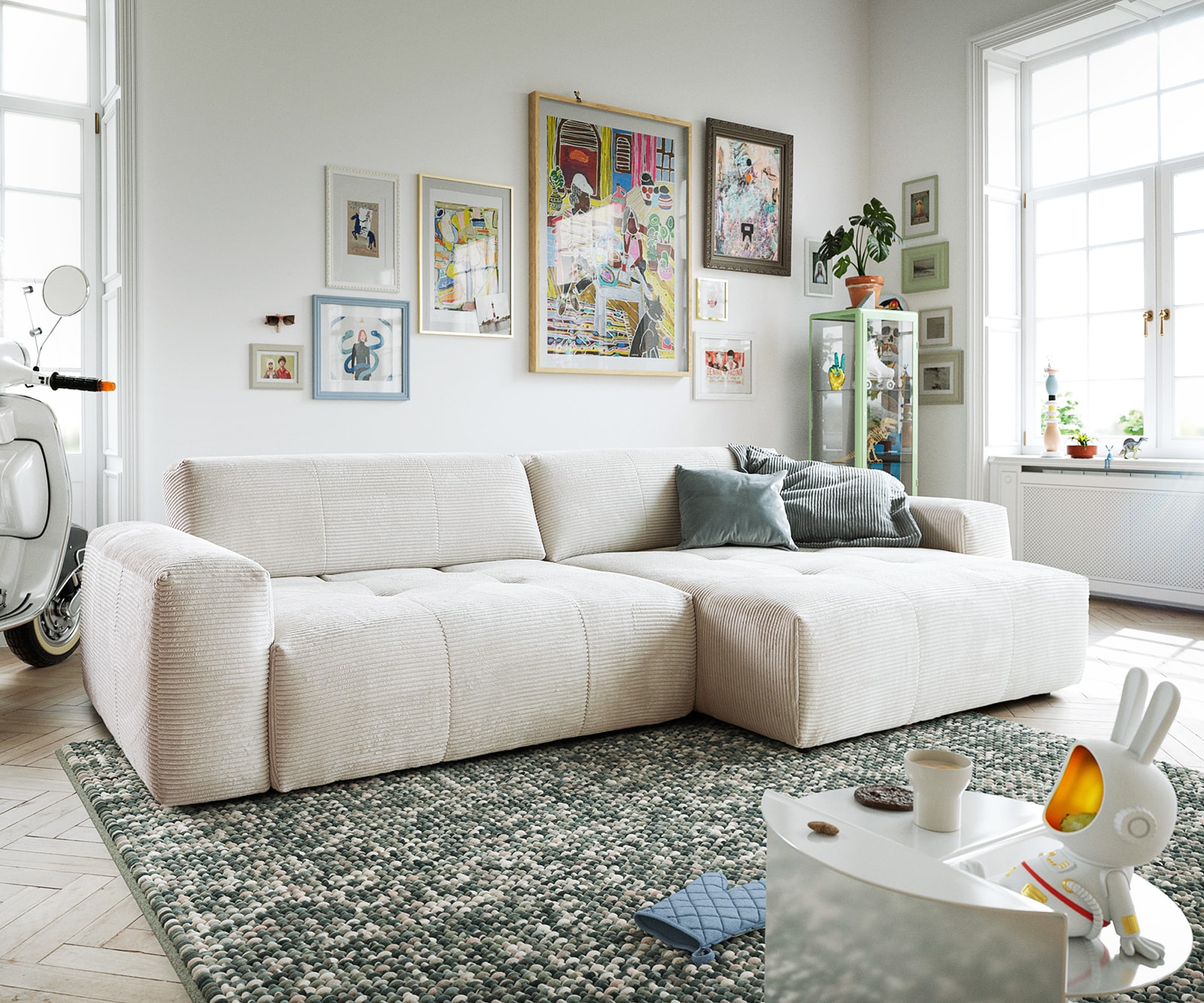 Ecksofa Lazaro 300x160 cm mit Ottomane und Sitztiefenverstellung 2