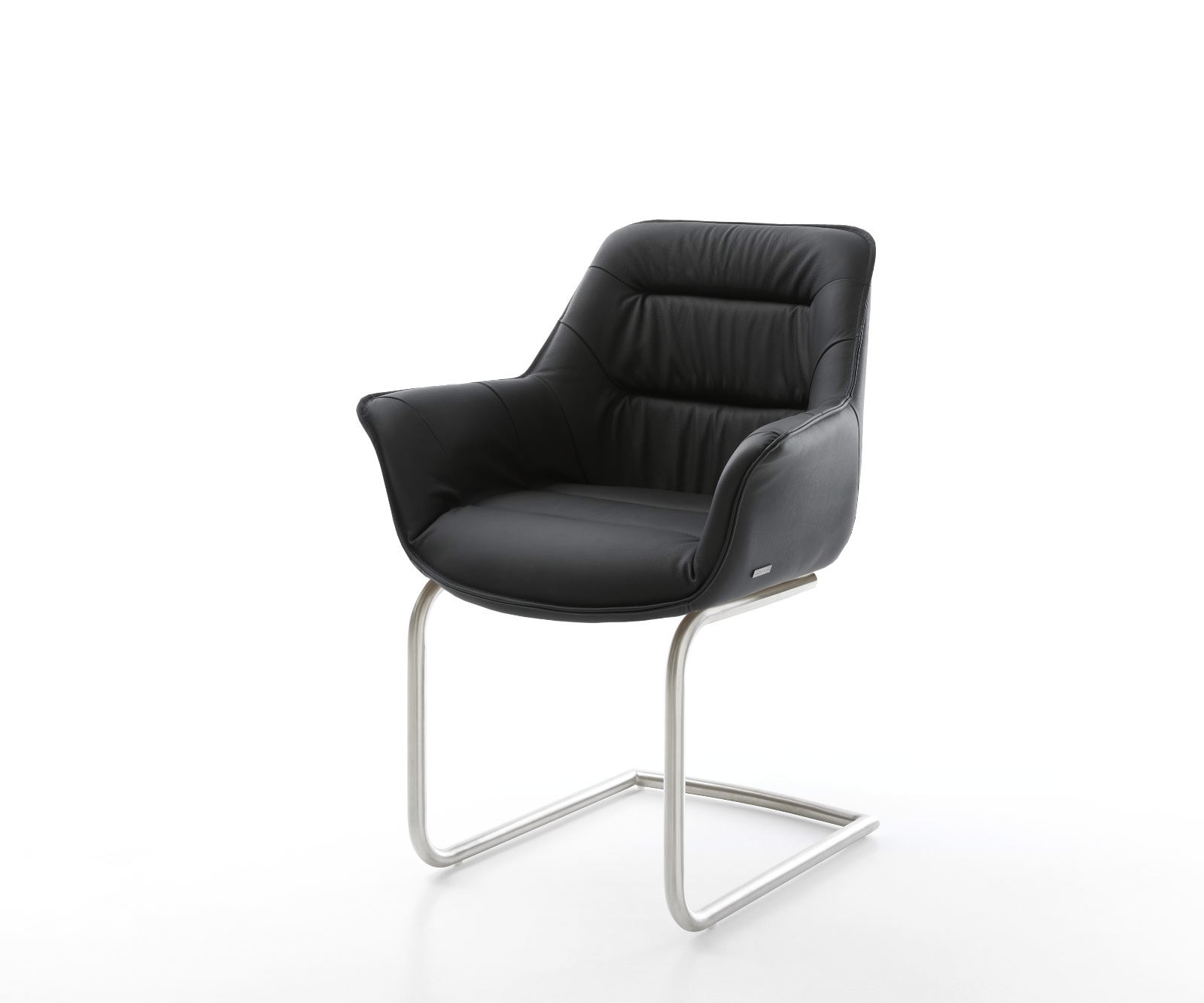 Freischwinger Kaira-Flex Echt-Leder Schwarz Freischwinger rund Edelstahl günstig online kaufen