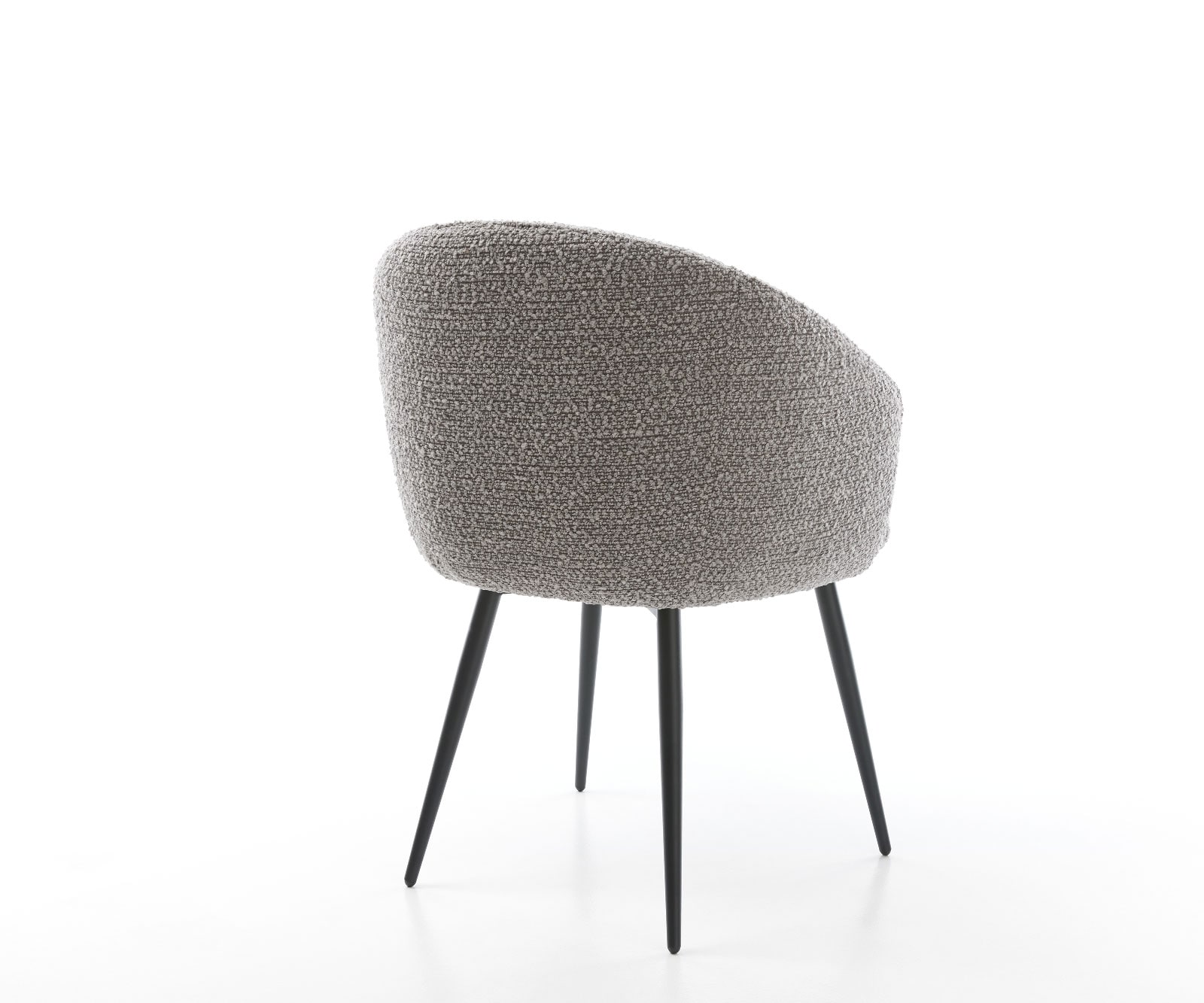 Esszimmerstuhl Caja-Flex mit Armlehnen Bouclé Silbergrau 4-Fuß konisch Schwarz Taschenfederkern 5