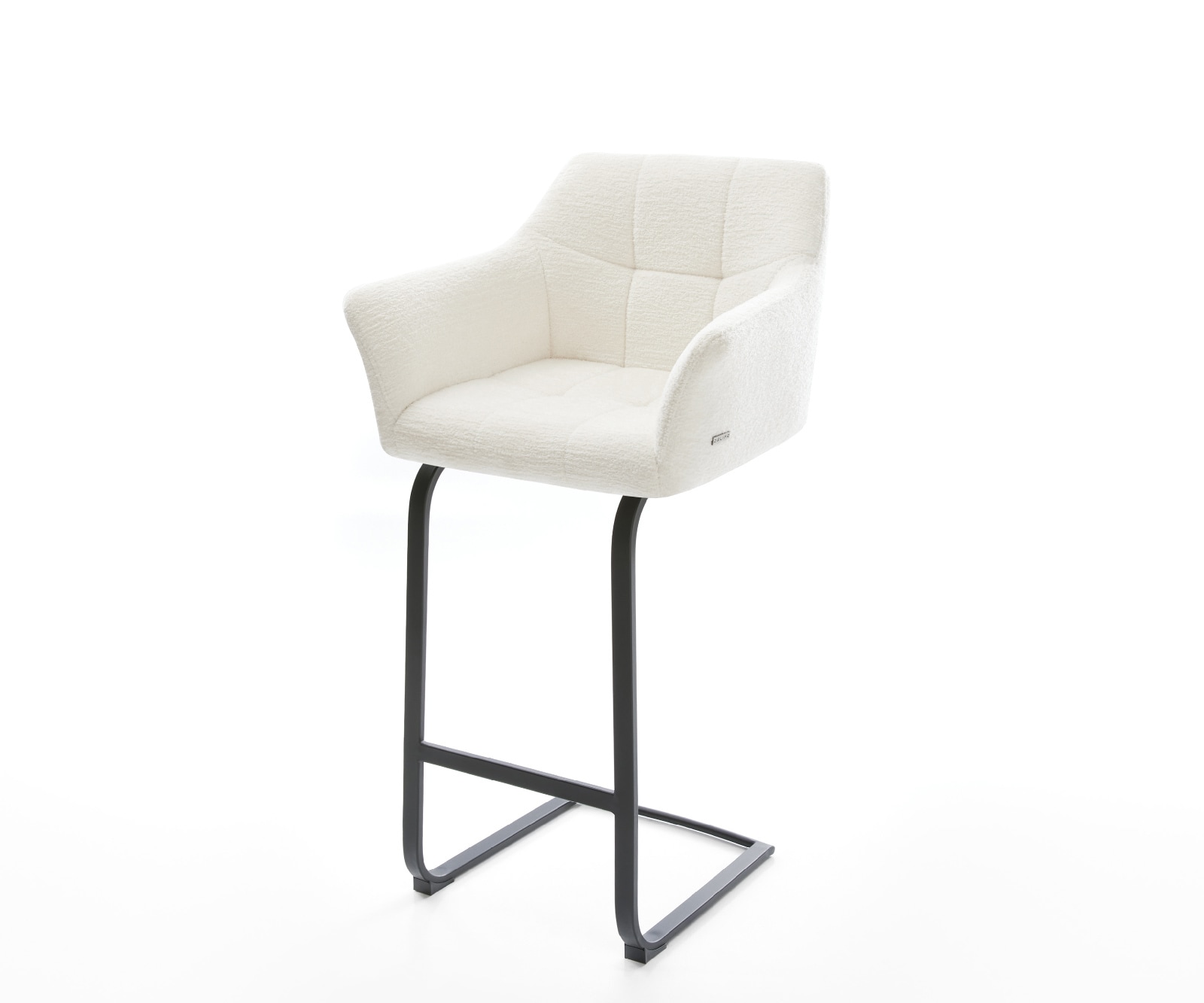 Barstuhl Yulo-Flex Bouclé Soft Beige Freischwinger Flach Metall Schwarz 1