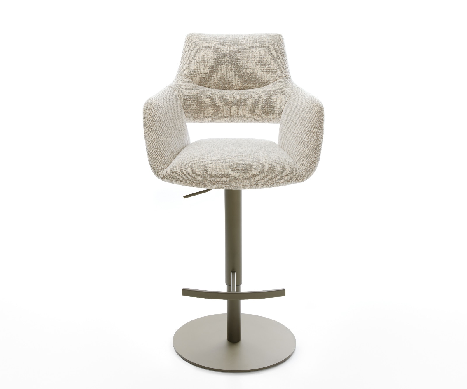 Barstuhl Yago-Flex Webstoff Soft Beige Drehfuß höhenverstellbar Metall Titanfarben Taschenfederkern 1