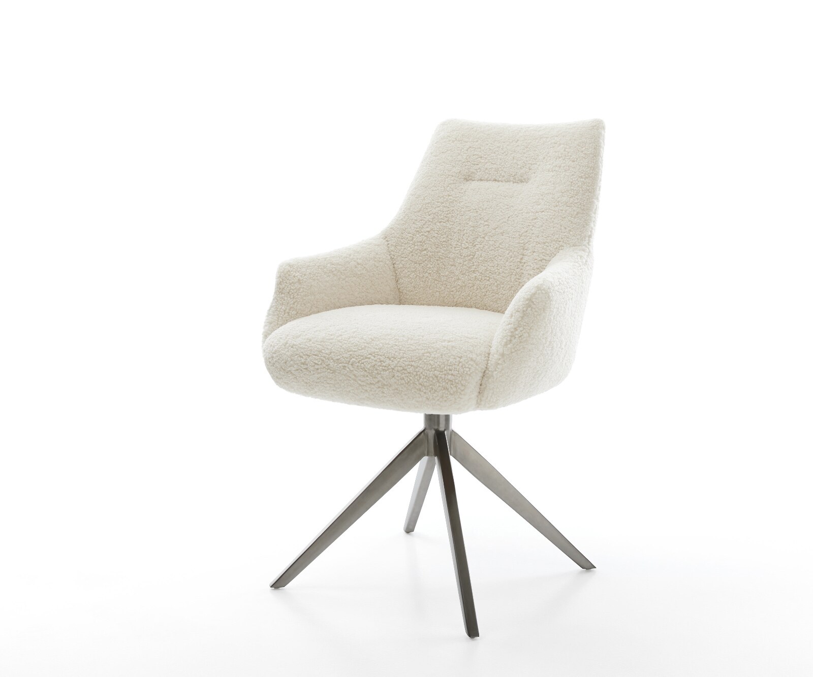 Drehstuhl Alja-Flex mit Armlehnen Teddystoff Beige Kreuzgestell breit Graph günstig online kaufen