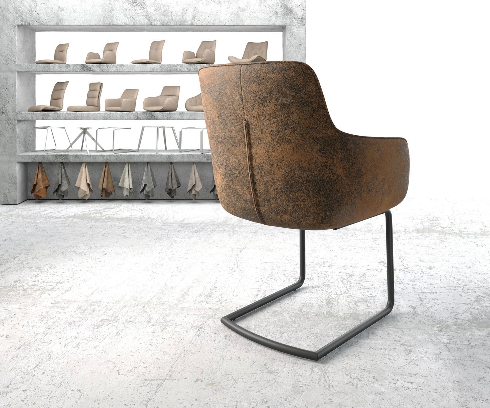 Schwingstuhl Pejo-Flex Braun Antik Freischwinger rund Schwarz 3 Schwingstuhl Pejo-Flex Braun Antik Freischwinger rund Schwarz 3