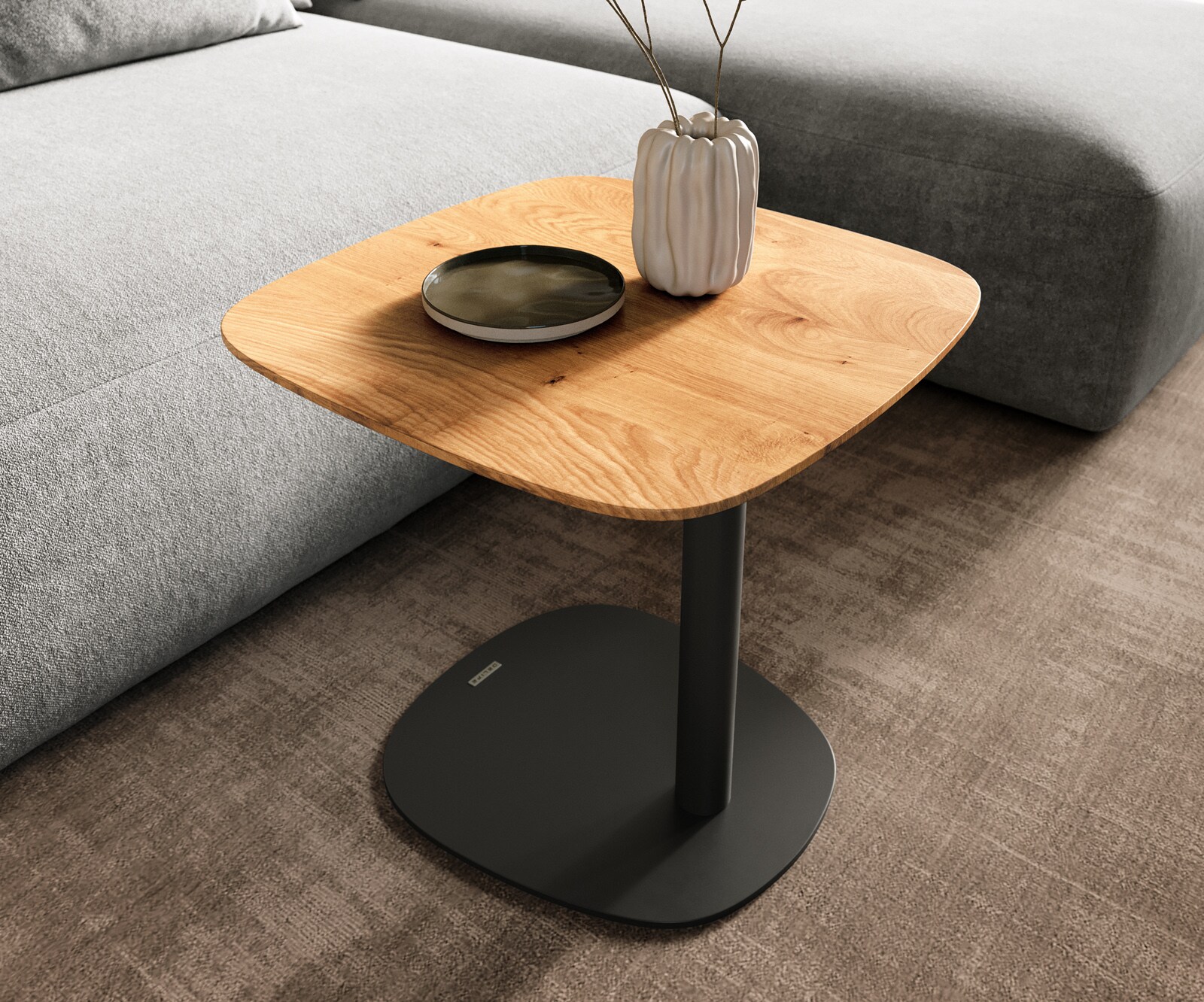 Couchtisch Edge Boot 50x50 cm Eiche Natur Schweizer Kante Eleny Metall Schwarz 5