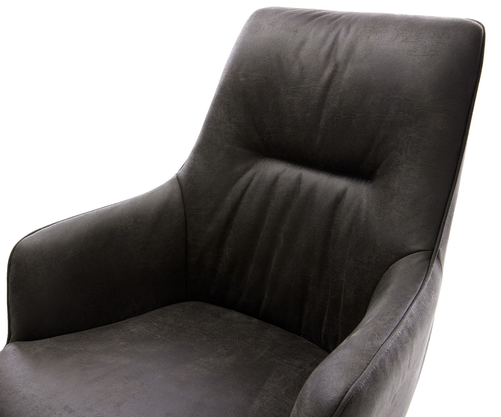 Drehstuhl Zelia-Flex mit Armlehnen Mikrofaser Anthrazit Vintage Kreuzgestell breit Schwarz 360° drehbar Wippfunktion Taschenfederkern 4