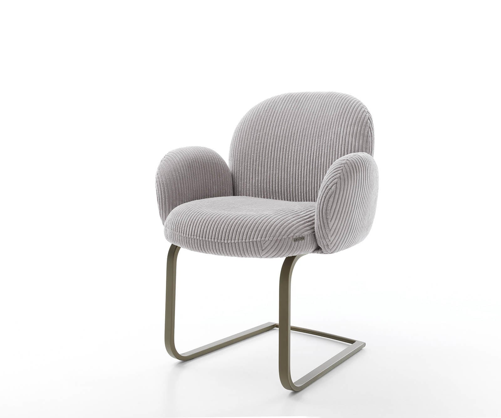 Freischwinger Nube-Flex mit Armlehnen Cord Silbergrau Freischwinger flach Effektfinish Titan Taschenfederkern