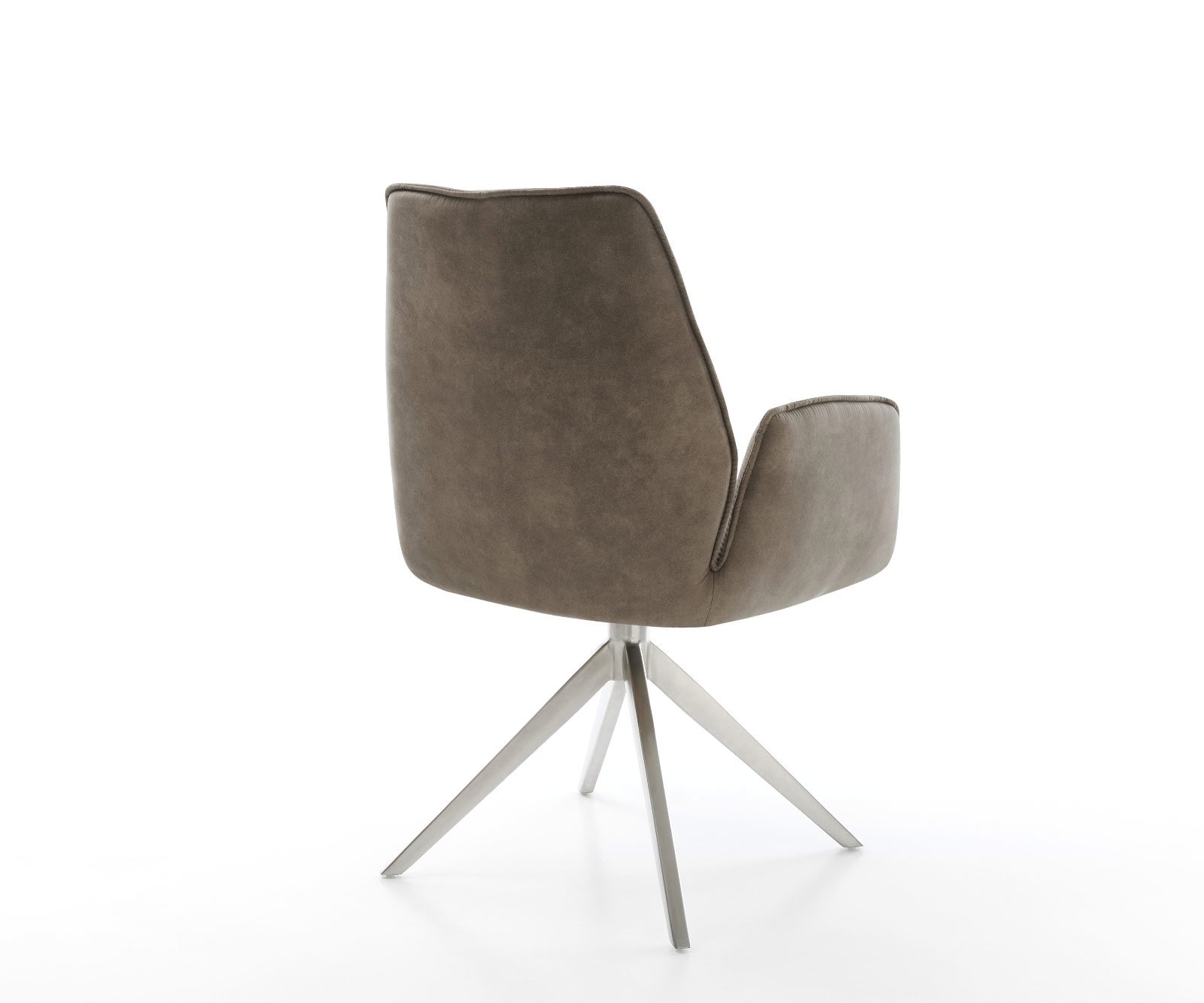 Drehstuhl Zoa-Flex Mikrofaser Taupe Vintage Kreuzgestell breit Edelstahl 360° drehbar Wippfunktion Taschenfederkern 4