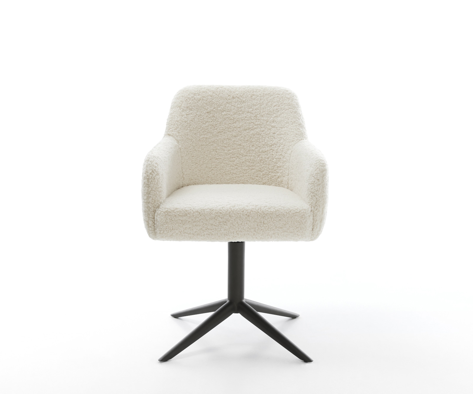 Drehstuhl Greg-Flex Teddystoff Beige Fußkreuz Schwarz 360° drehbar Wippfunktion Taschenfederkern 1
