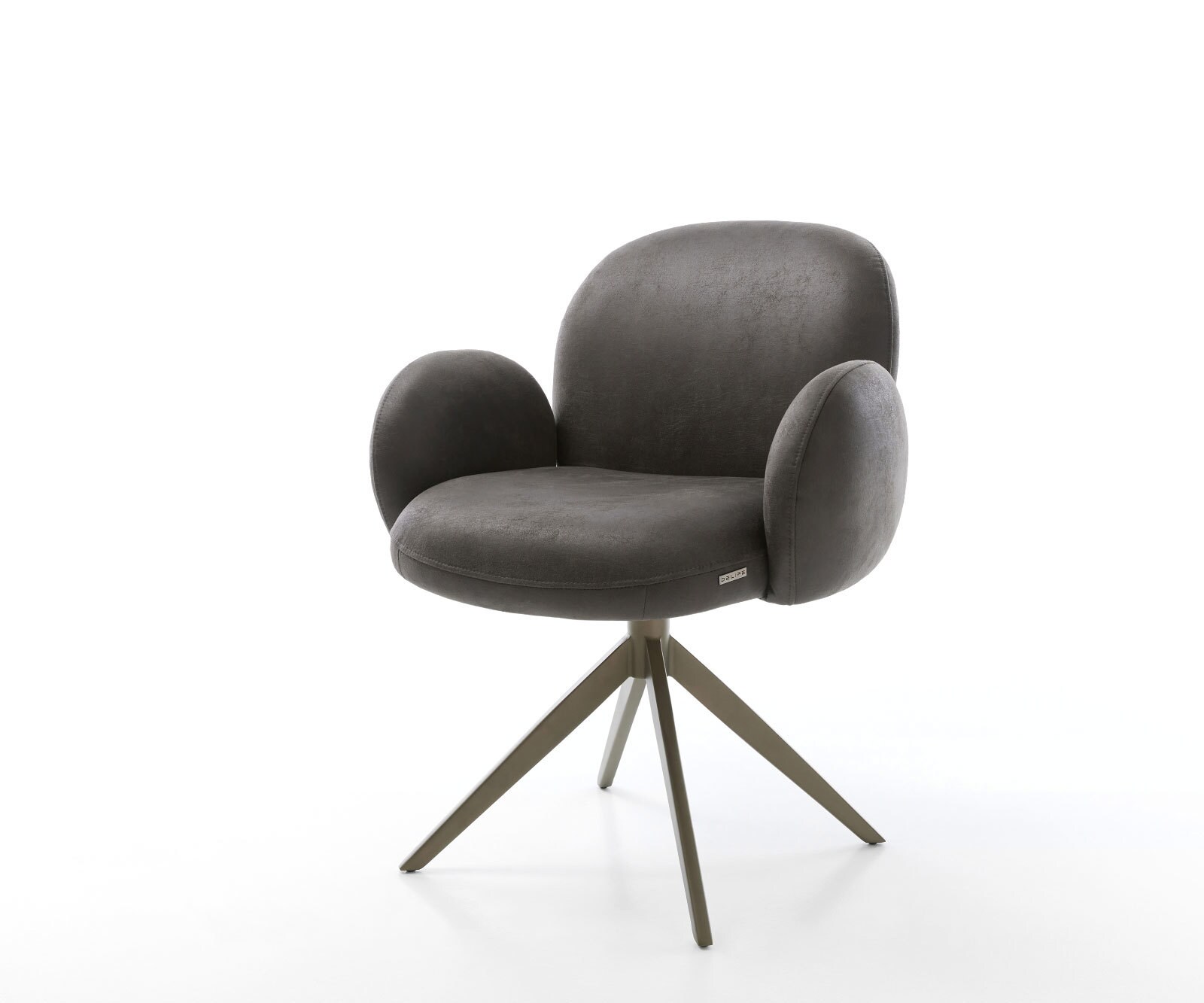 Drehstuhl Nube-Flex mit Armlehnen Mikrofaser Anthrazit Vintage Kreuzgestell breit Effektfinish Titan 360° drehbar Wippfunktion Taschenfederkern