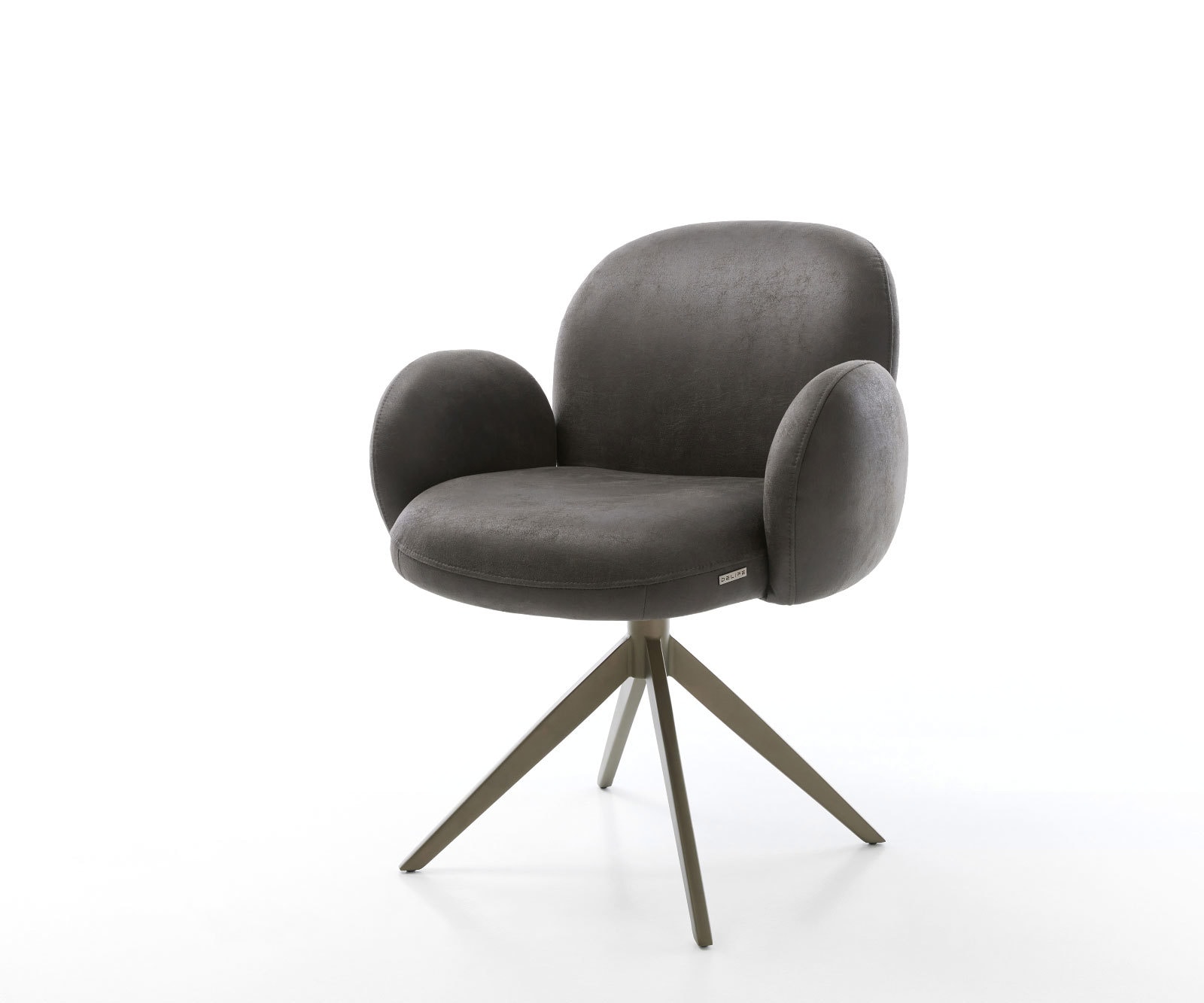 Drehstuhl Nube-Flex mit Armlehnen Mikrofaser Anthrazit Vintage Kreuzgestell breit Effektfinish Titan 360° drehbar Wippfunktion Taschenfederkern