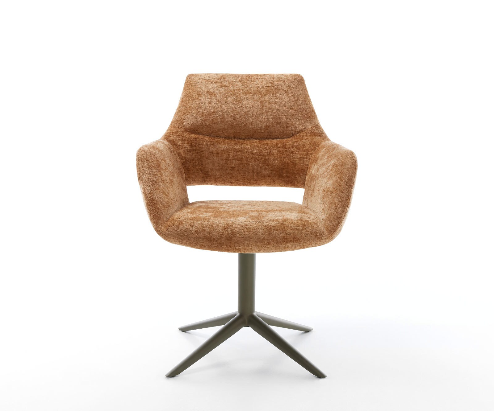 Drehstuhl Yago-Flex mit Armlehnen Chenille Rost Fußkreuz Effektfinish Titan 360° drehbar Wippfunktion Taschenfederkern 1