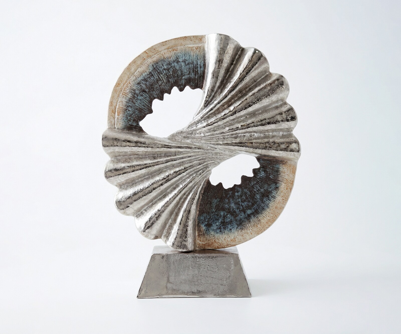 Sculpture Spira l70 x P21 x H96 cm Aluminium Argento Antico Faite main