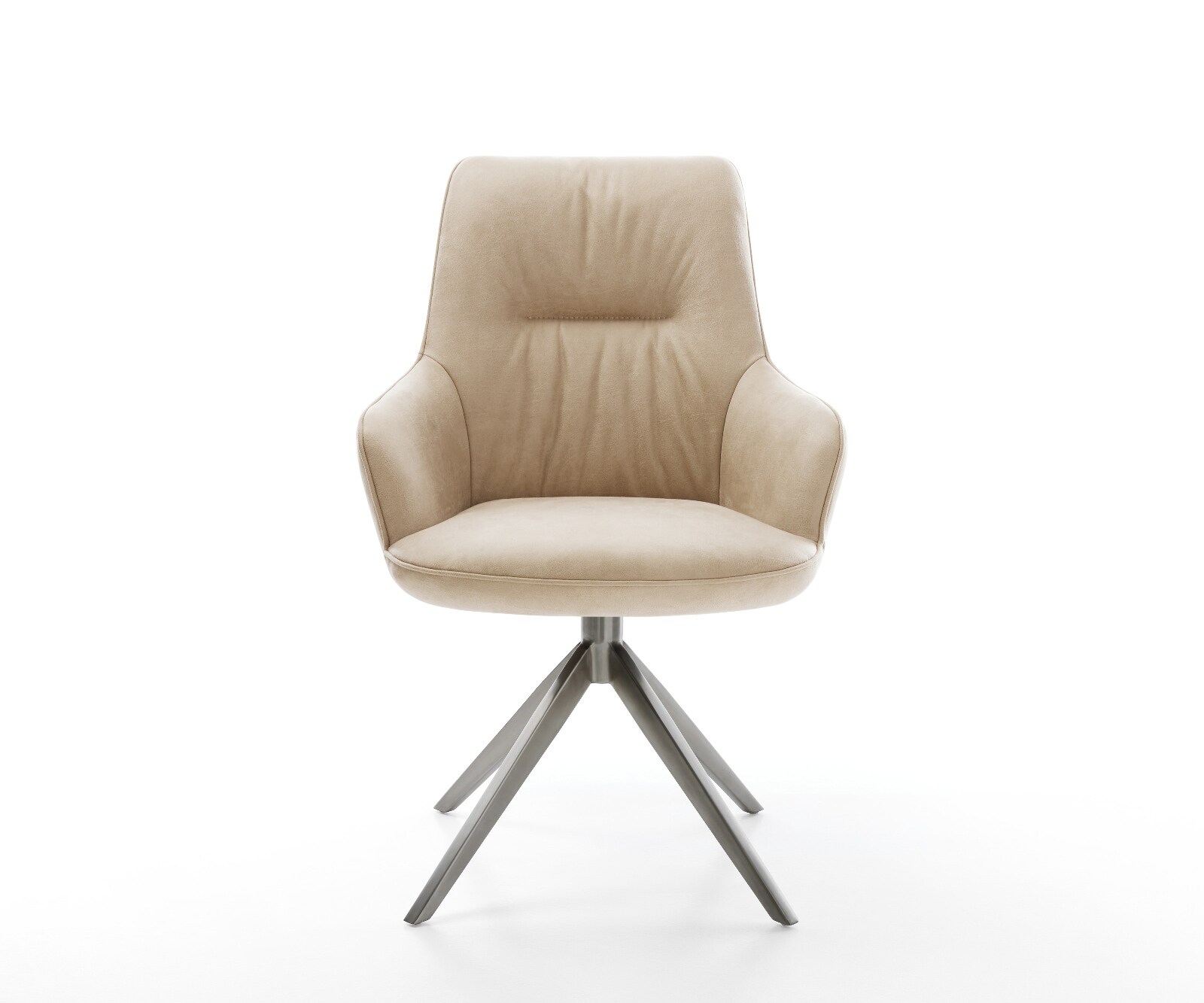 Drehstuhl Zelia-Flex mit Armlehnen Mikrofaser Beige Vintage Kreuzgestell breit Graphit 360° drehbar Wippfunktion Taschenfederkern 1