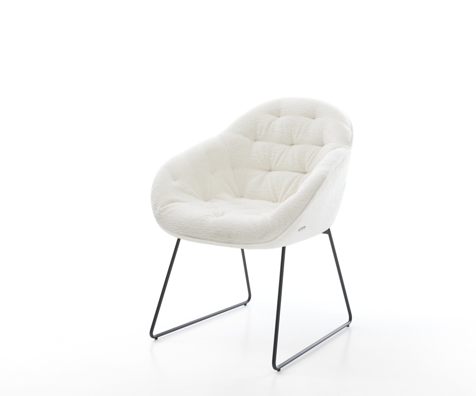 DELIFE Esszimmerstuhl Gaio-Flex Bouclé Soft Beige Kufengestell Schwarz