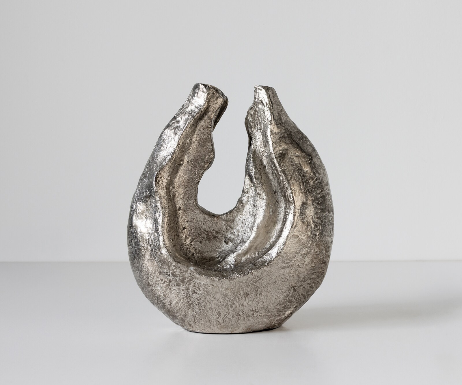 Skulptur Nexora B34 x T17 x H40 cm Aluminium Platin Handgemacht 1