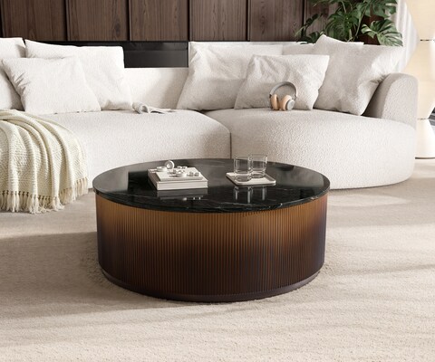 Couchtisch Fiorano 90x90 cm Marmor Schwarz Silber Metall Gold Ombre