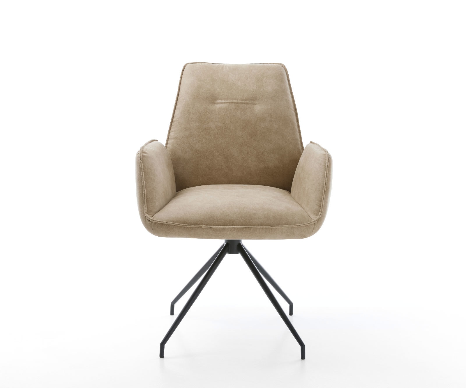Esszimmerstuhl Zoa-Flex Mikrofaser Beige Vintage Kreuzgestell konisch Schwarz Taschenfederkern 2