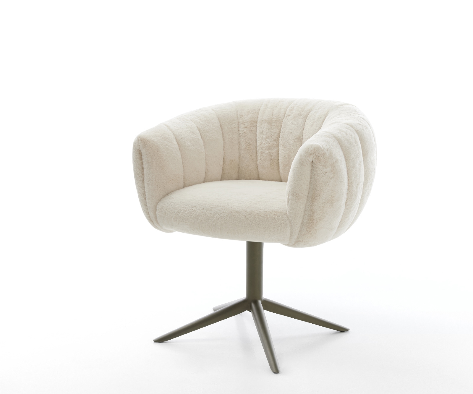 Drehstuhl Jada-Flex Plüsch Creme-Weiß Fußkreuz Effektfinish Titan 360° drehbar Wippfunktion Taschenfederkern