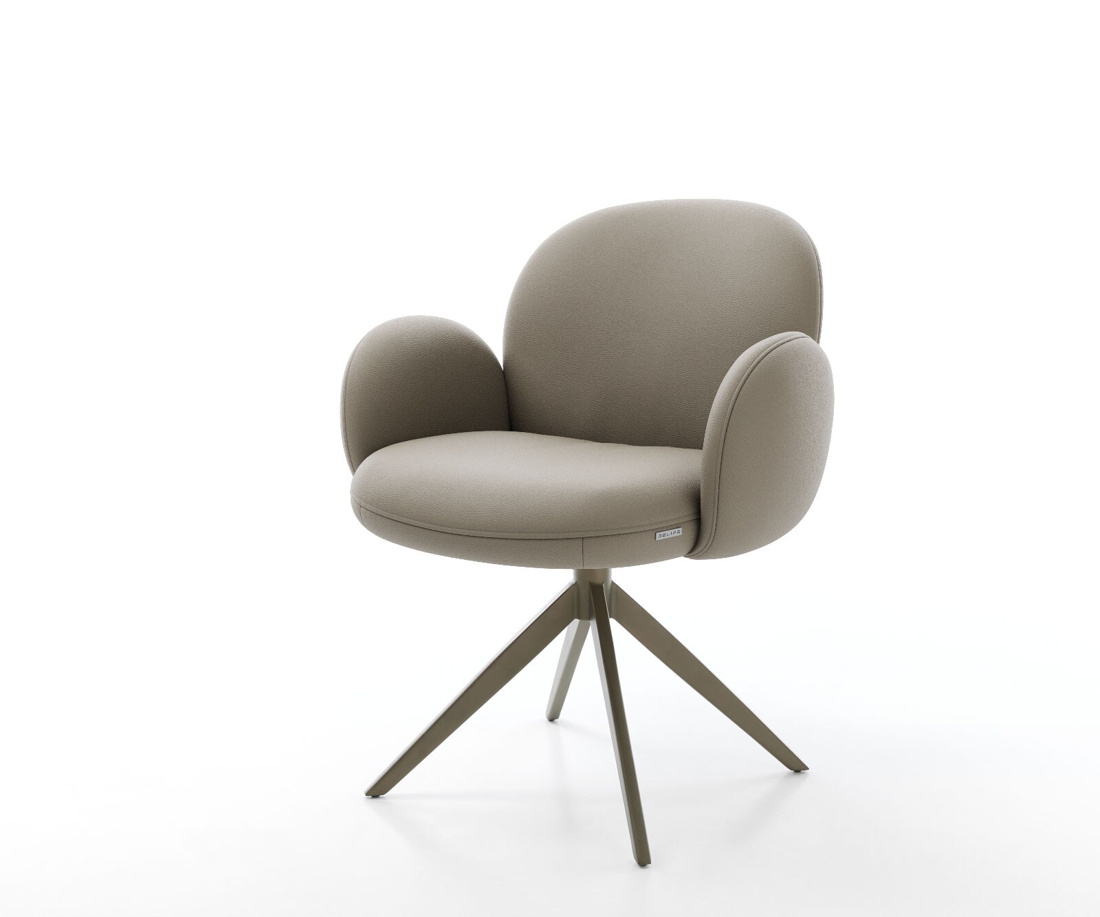 Drehstuhl Nube-Flex mit Armlehnen Echt-Leder Schlamm Kreuzgestell breit Effektfinish Titan 360° drehbar Taschenfederkern