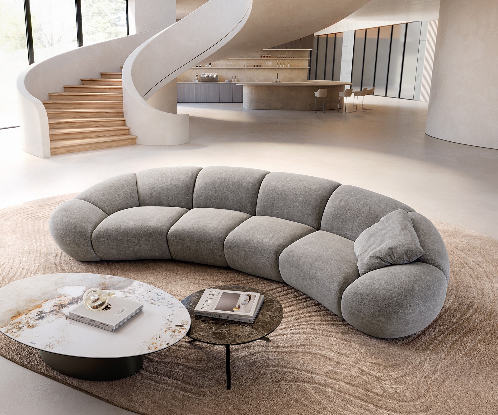 Big-Sofa Lunna 360x175 cm Strukturstoff Soft Grau 2 Kissen 3