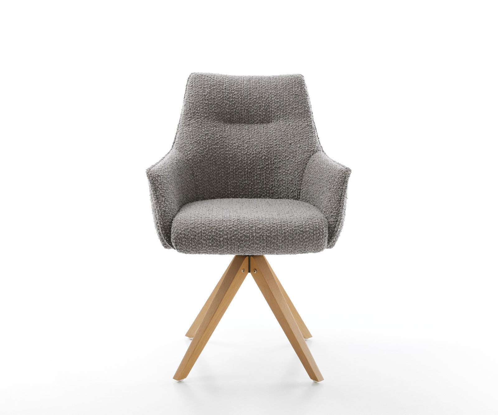 Drehstuhl Alja-Flex mit Armlehnen Bouclé Silbergrau Holzgestell kantig Natur 180° drehbar Taschenfederkern 1 Drehstuhl Alja-Flex mit Armlehnen Bouclé Silbergrau Holzgestell kantig Natur 180° drehbar Taschenfederkern 1
