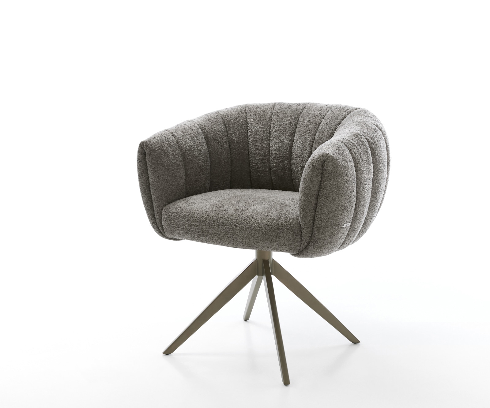 Drehstuhl Jada-Flex Bouclé Soft Schlamm Kreuzgestell breit Effektfinish Titan 360° drehbar Wippfunktion Taschenfederkern 1