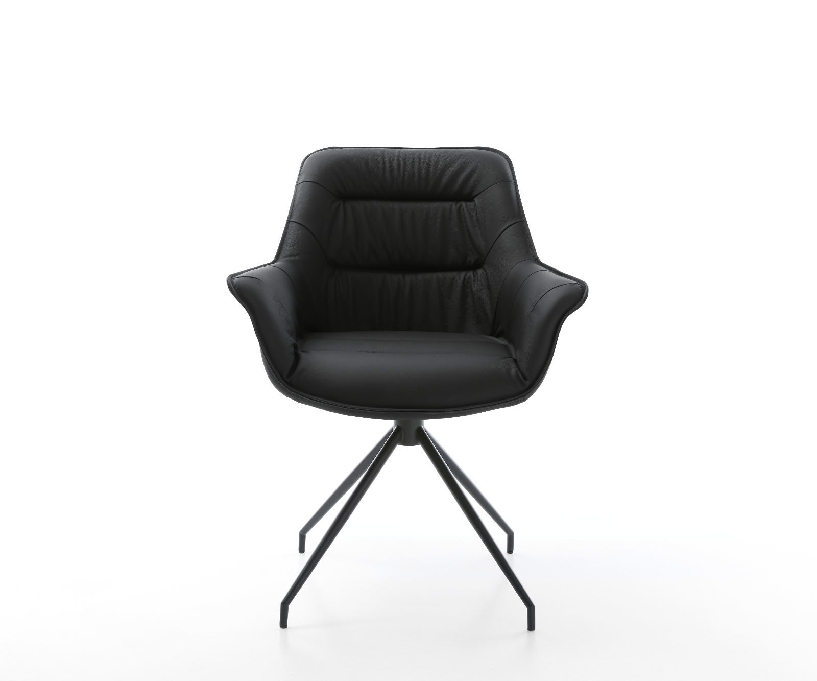 Esszimmerstuhl Kaira-Flex Echt-Leder Schwarz Kreuzgestell konisch Schwarz 1 Esszimmerstuhl Kaira-Flex Echt-Leder Schwarz Kreuzgestell konisch Schwarz 1