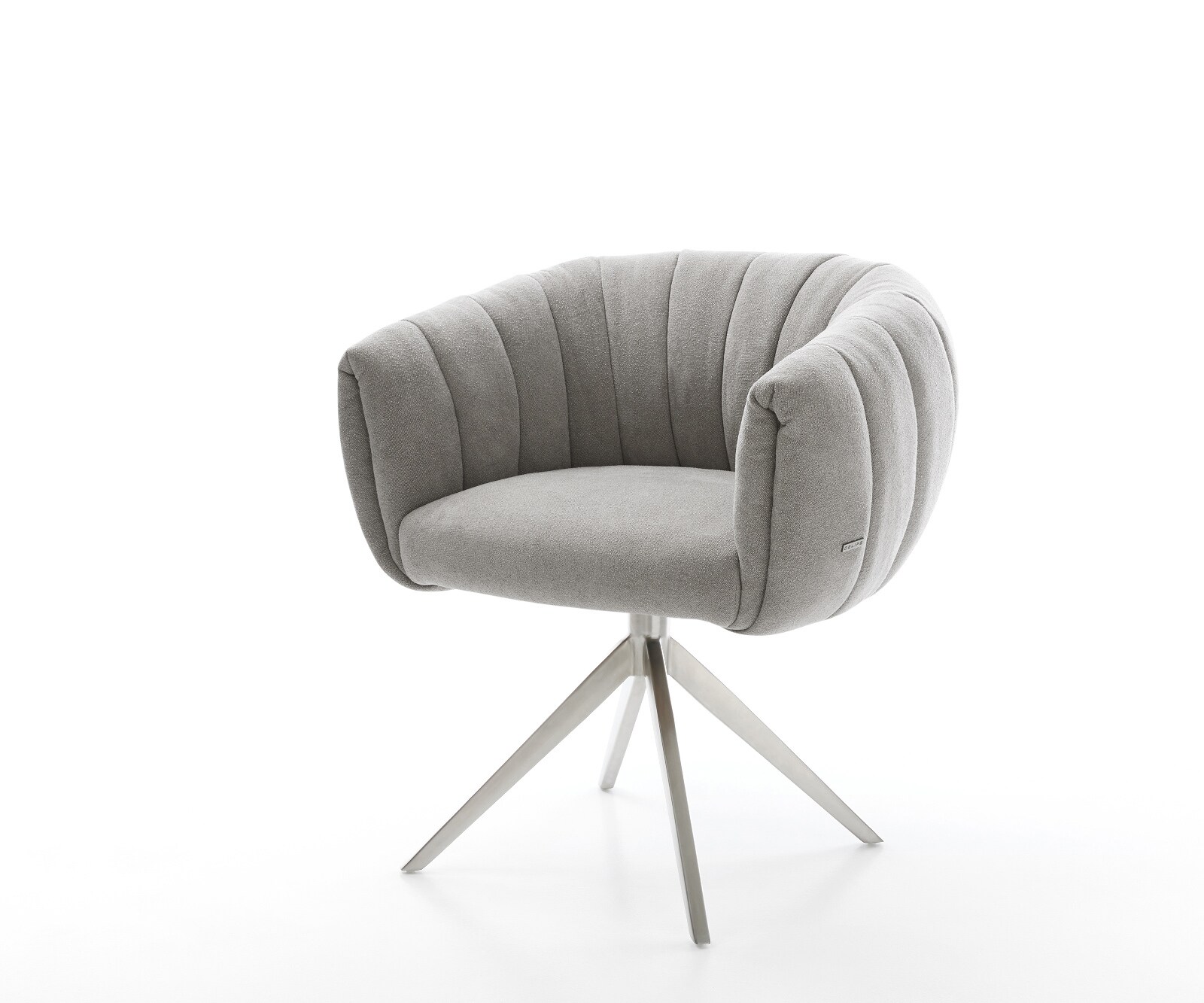 Drehstuhl Jada-Flex Strukturstoff Soft Grau Kreuzgestell breit Edelstahl 360° drehbar Wippfunktion Taschenfederkern